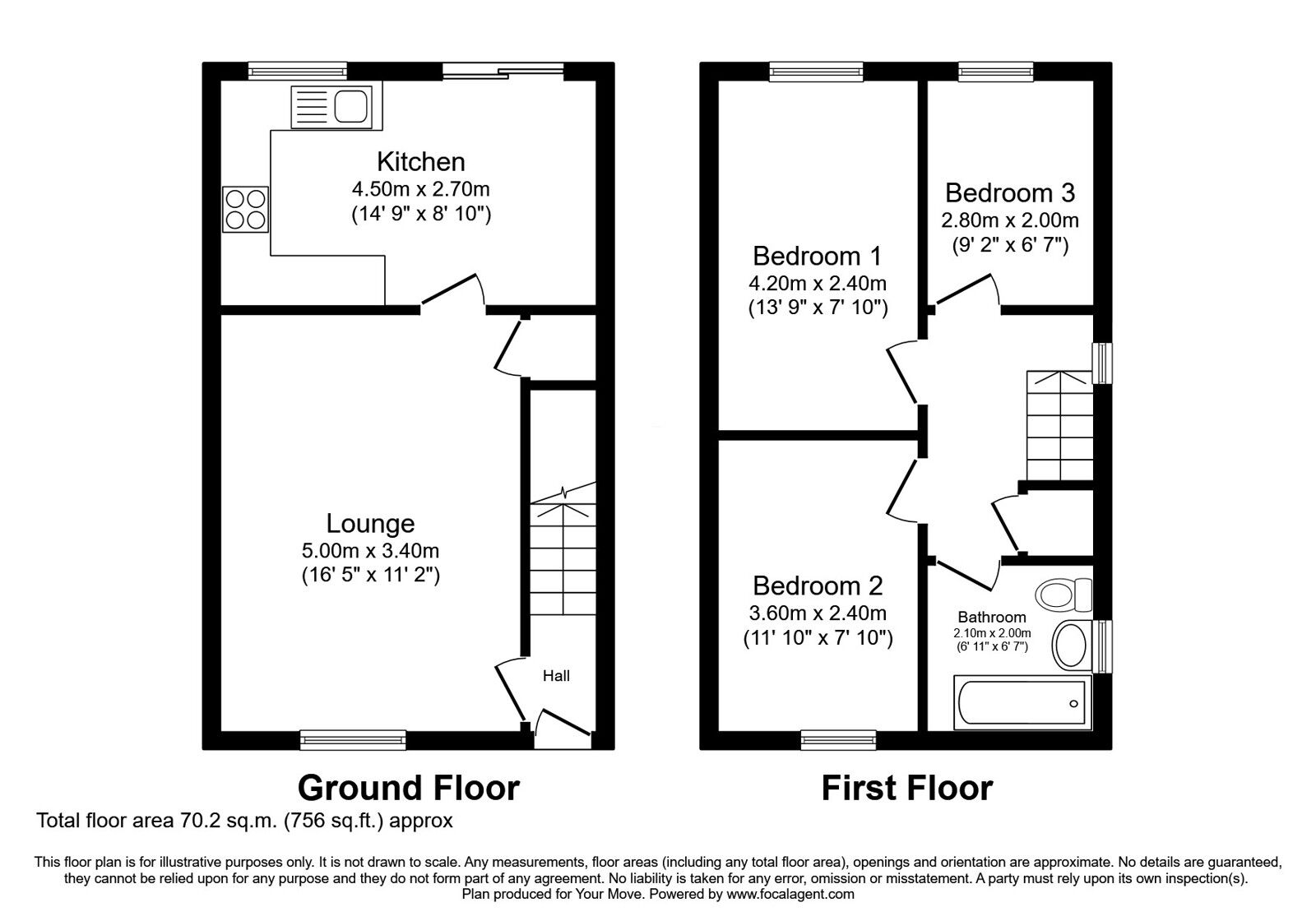 Floorplan of 3 bedroom Semi Detached House for sale, St. Cuthberts Walk, Langley Moor, Durham, DH7