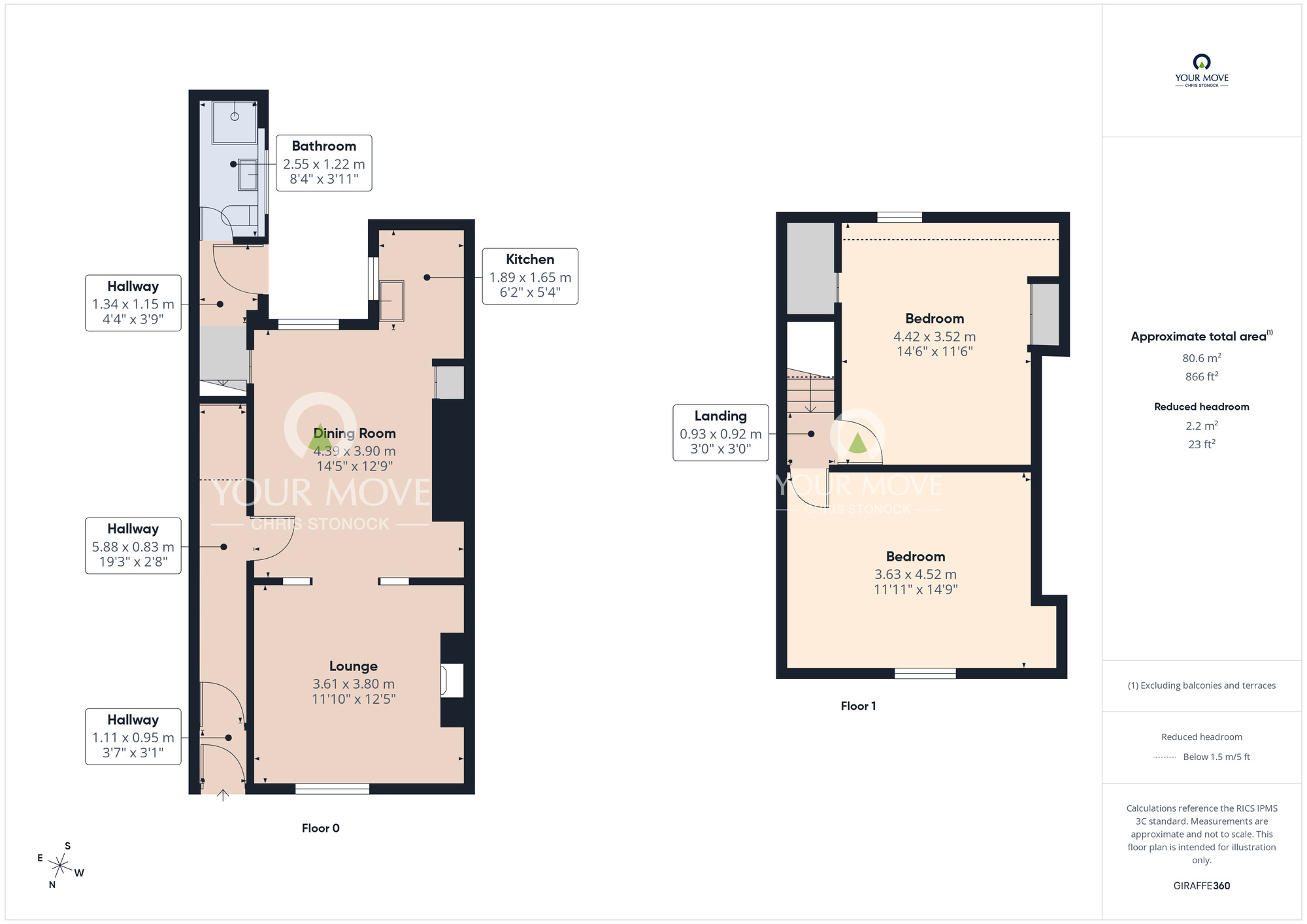 Floorplan of 2 bedroom Mid Terrace House for sale, South Terrace, Esh Winning, Durham, DH7