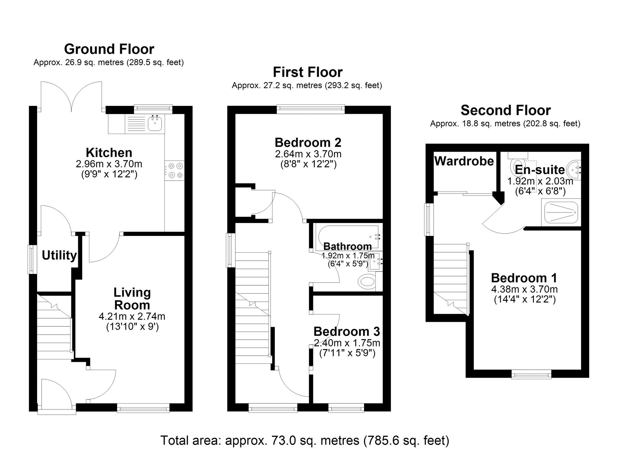 Floorplan of 3 bedroom Semi Detached House to rent, Catley Mews, Durham, DH1
