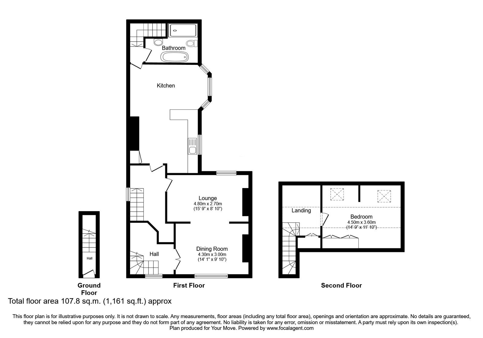 Floorplan of 1 bedroom Mid Terrace Flat for sale, Allergate, Durham, DH1