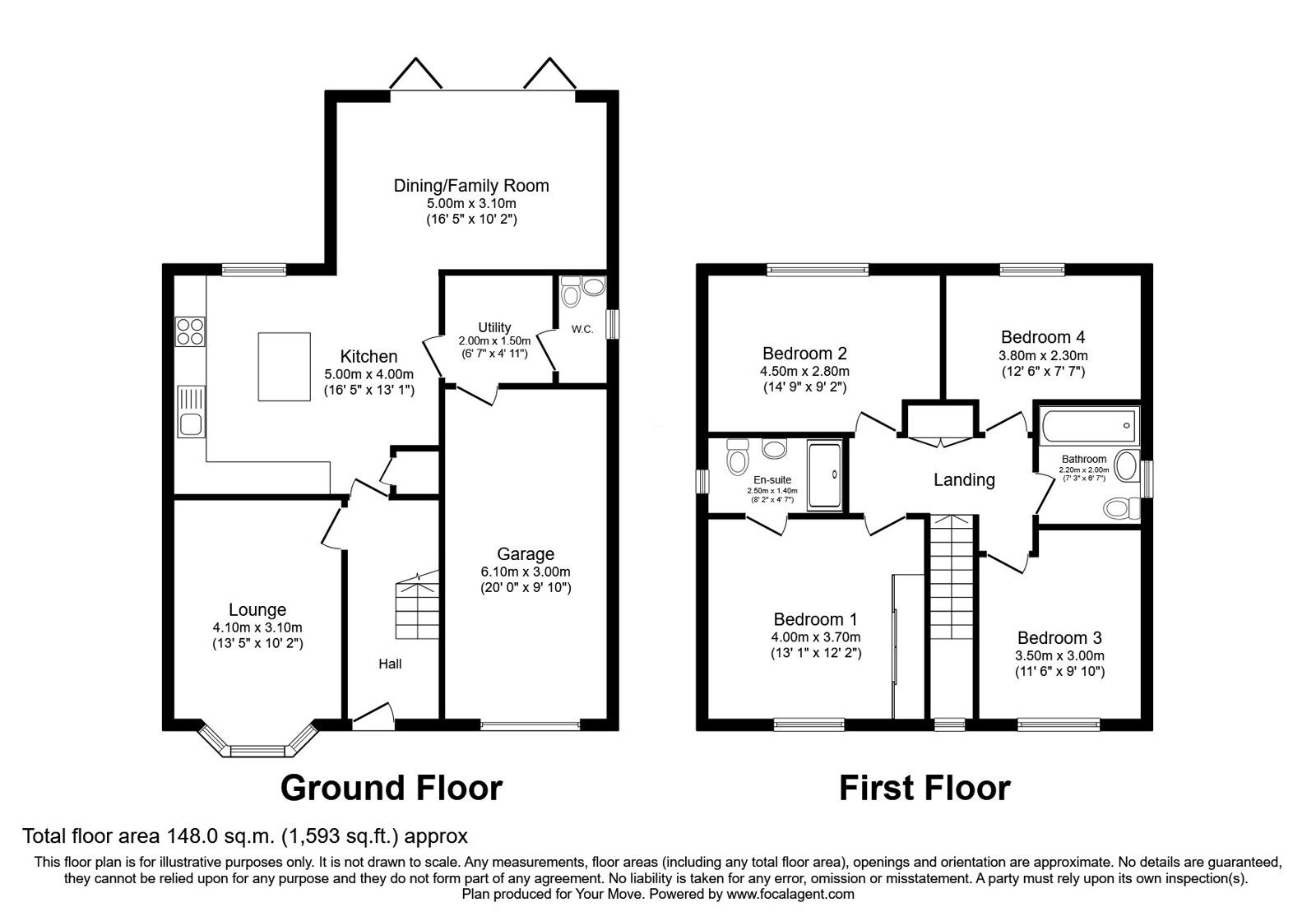 Floorplan of 4 bedroom Detached House for sale, High Carr Close, Framwellgate Moor, Durham, DH1