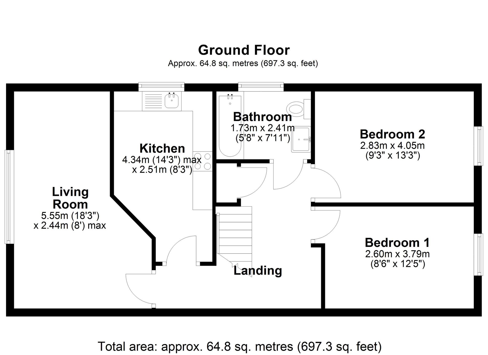 Floorplan of 2 bedroom Flat for sale, St. Annes Drive, Wolsingham, Durham, DL13