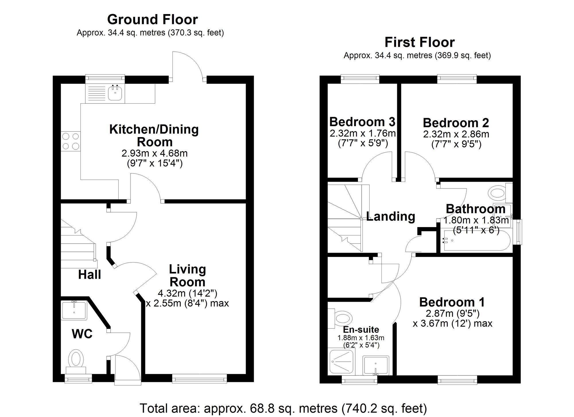 Floorplan of 3 bedroom Semi Detached House for sale, Manor Drive, Sacriston, Durham, DH7