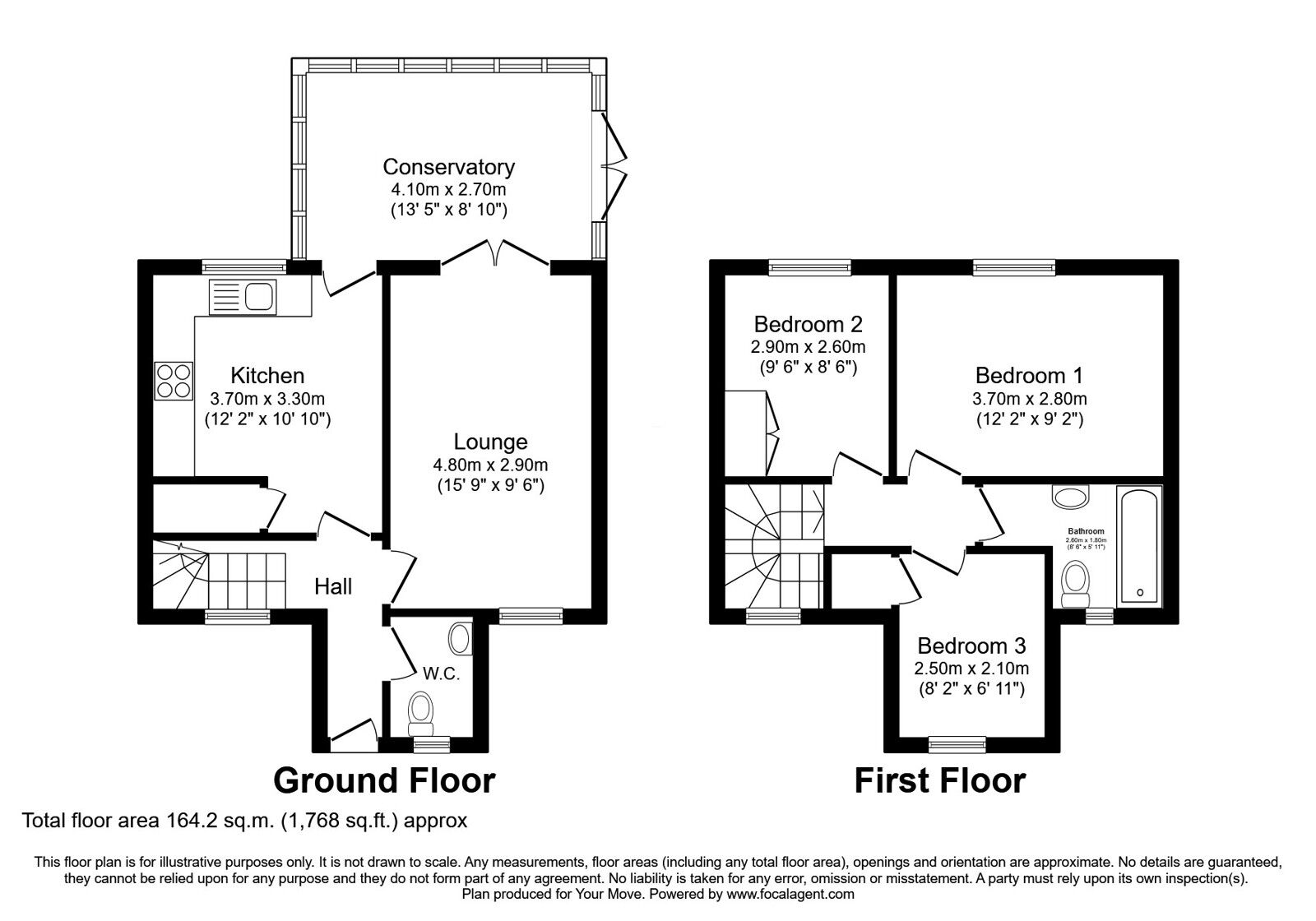 Floorplan of 3 bedroom Semi Detached House for sale, Charlton Court, Bowburn, Durham, DH6