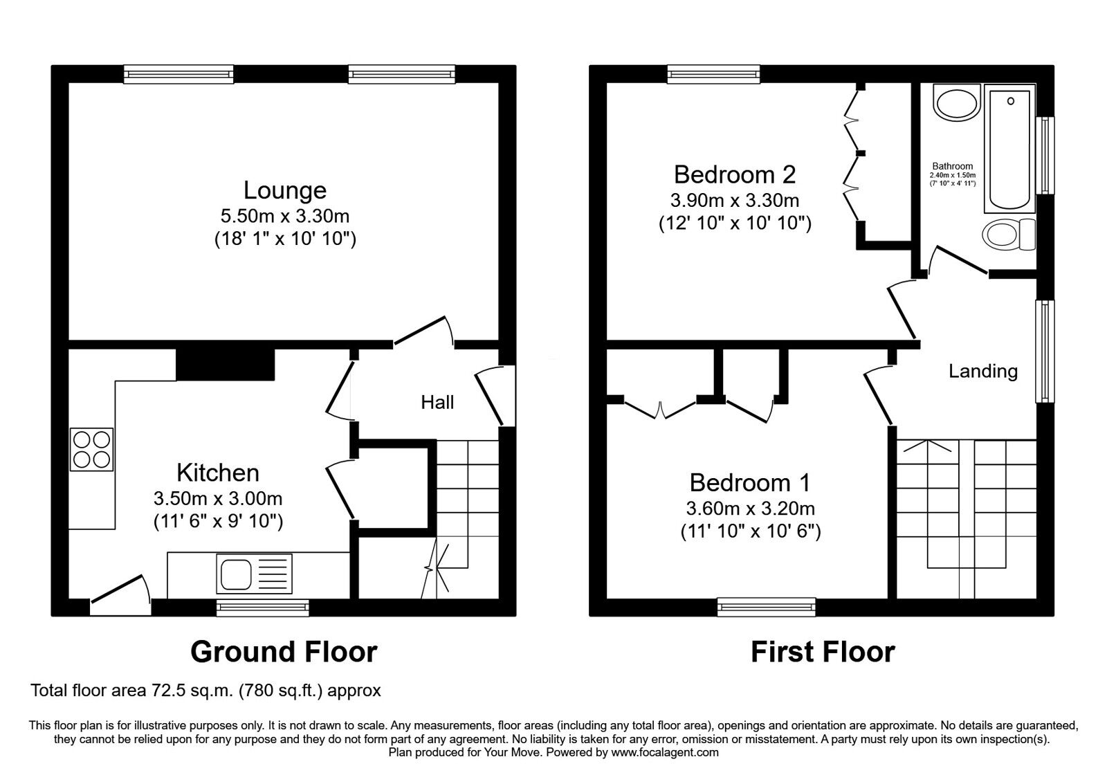 Floorplan of 2 bedroom Semi Detached House for sale, Aykley Road, Durham, DH1