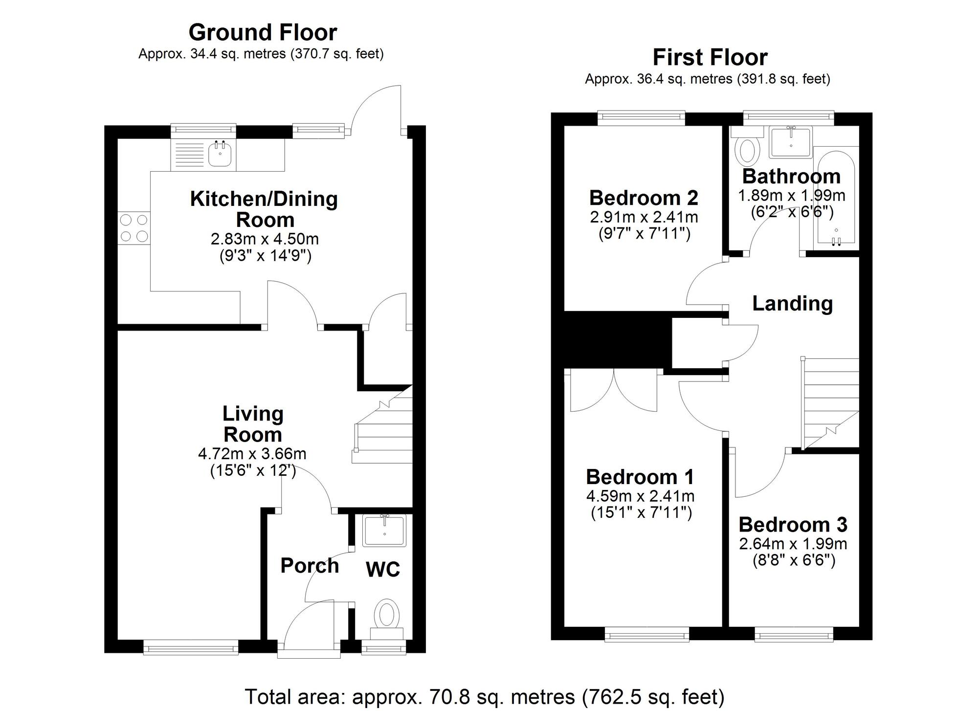 Floorplan of 3 bedroom Mid Terrace House for sale, Clemitson Way, Crook, Durham, DL15