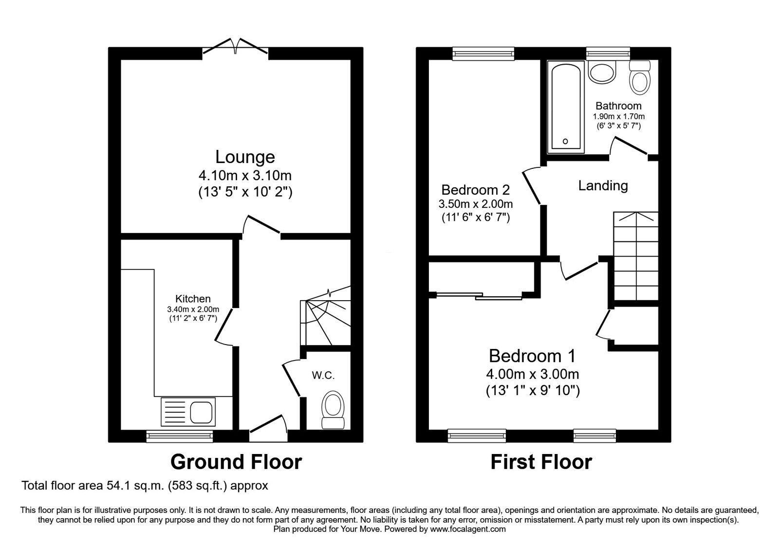 Floorplan of 2 bedroom Mid Terrace House for sale, Grange Way, Bowburn, Durham, DH6