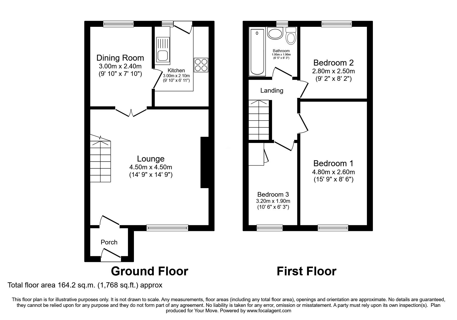 Floorplan of 3 bedroom Mid Terrace House for sale, Scripton Gill, Brandon, Durham, DH7