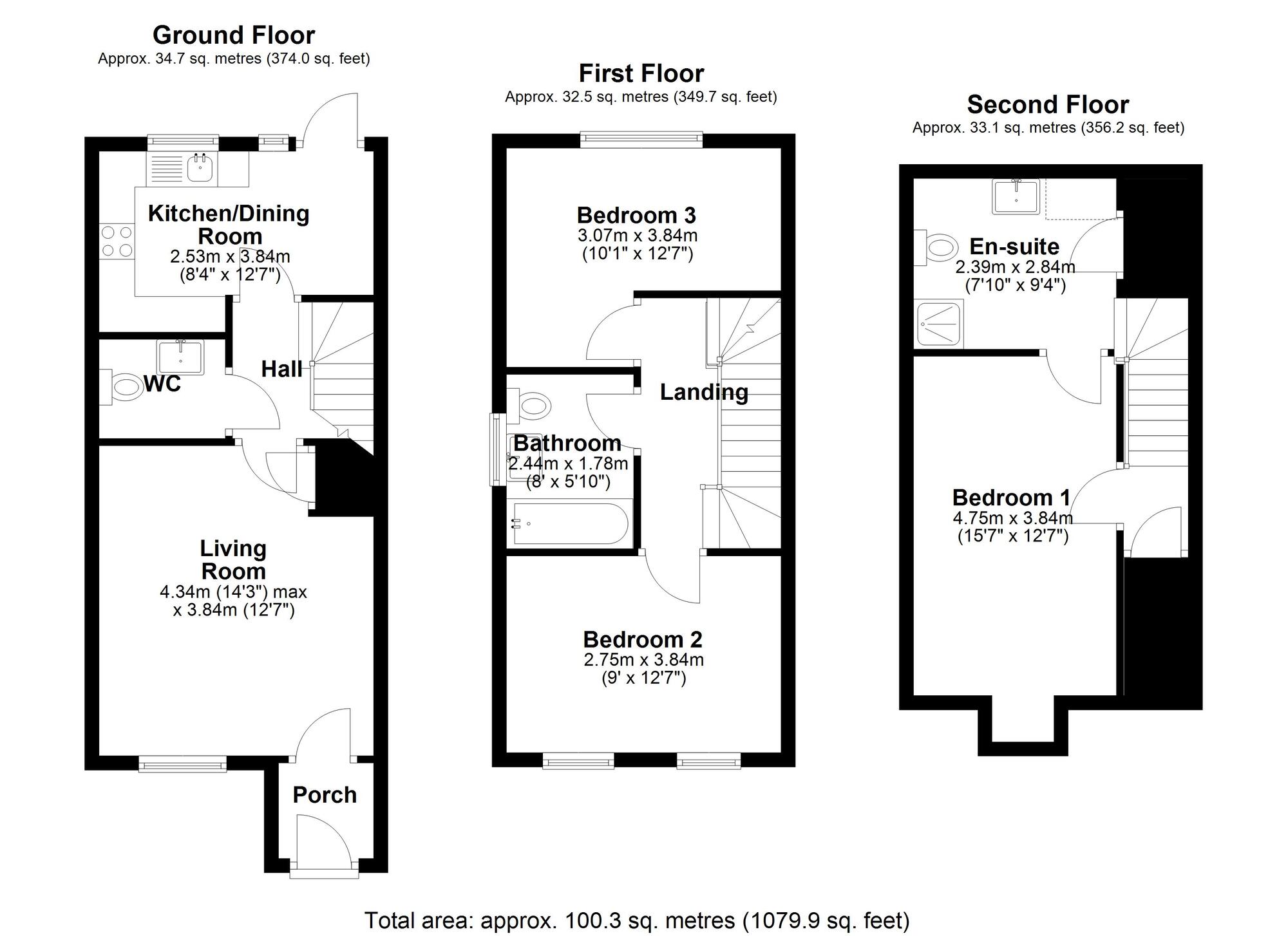 Floorplan of 3 bedroom Semi Detached House for sale, Harwood Close, Coxhoe, Durham, DH6