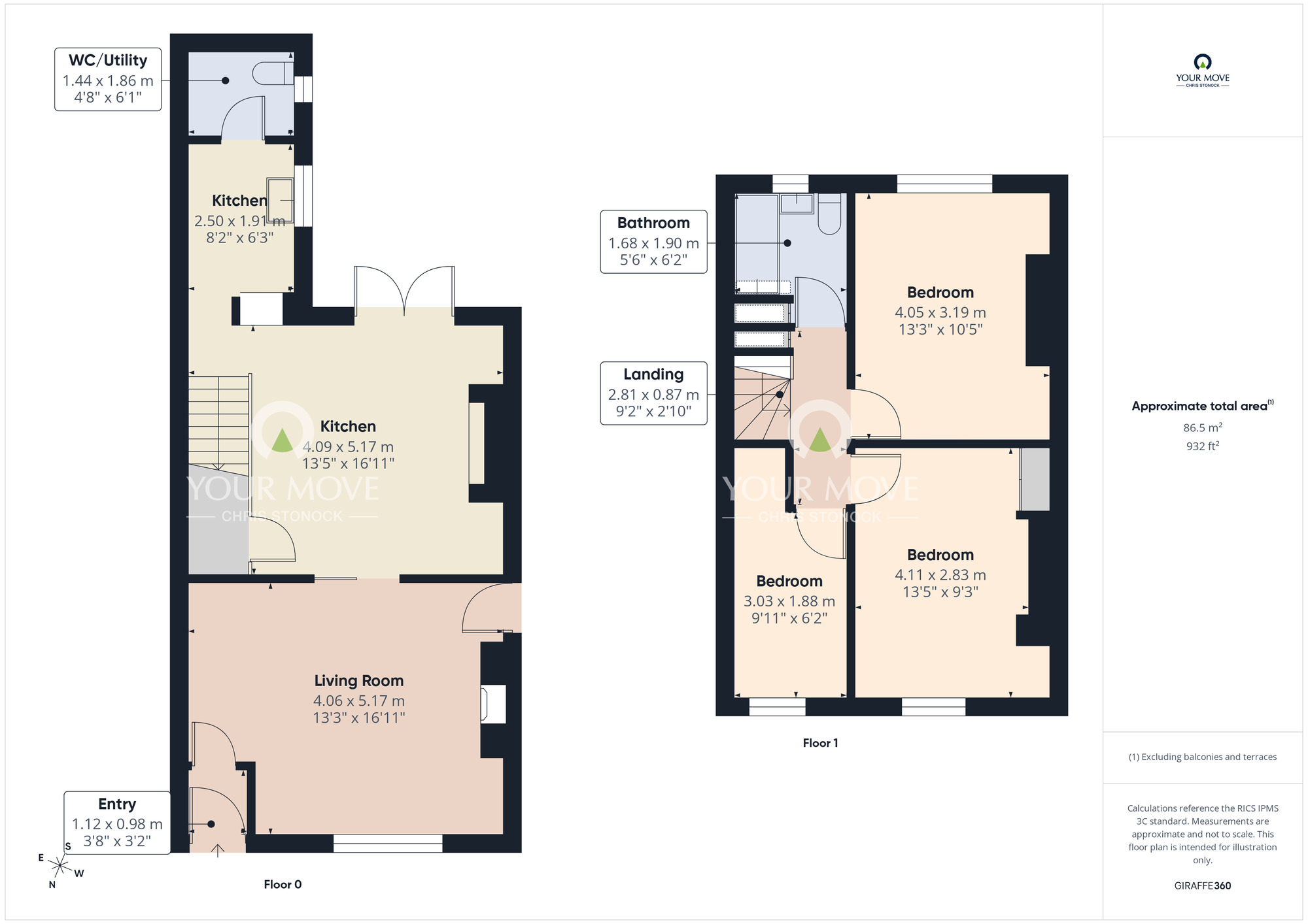 Floorplan of 3 bedroom Mid Terrace House for sale, Woodland Terrace, Nettlesworth, Durham, DH2
