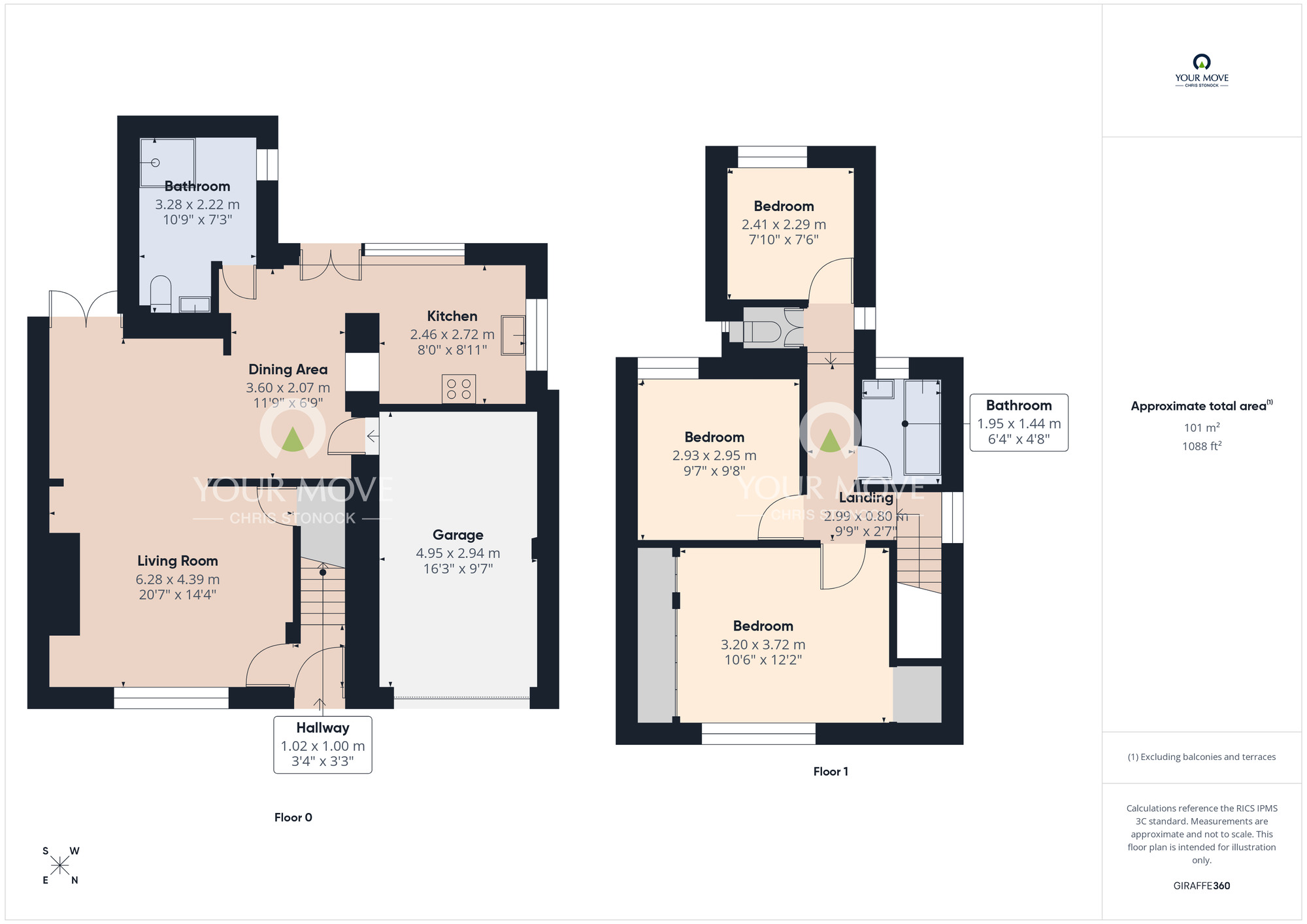 Floorplan of 3 bedroom Semi Detached House for sale, Ash Terrace, Cornforth, Durham, DL17