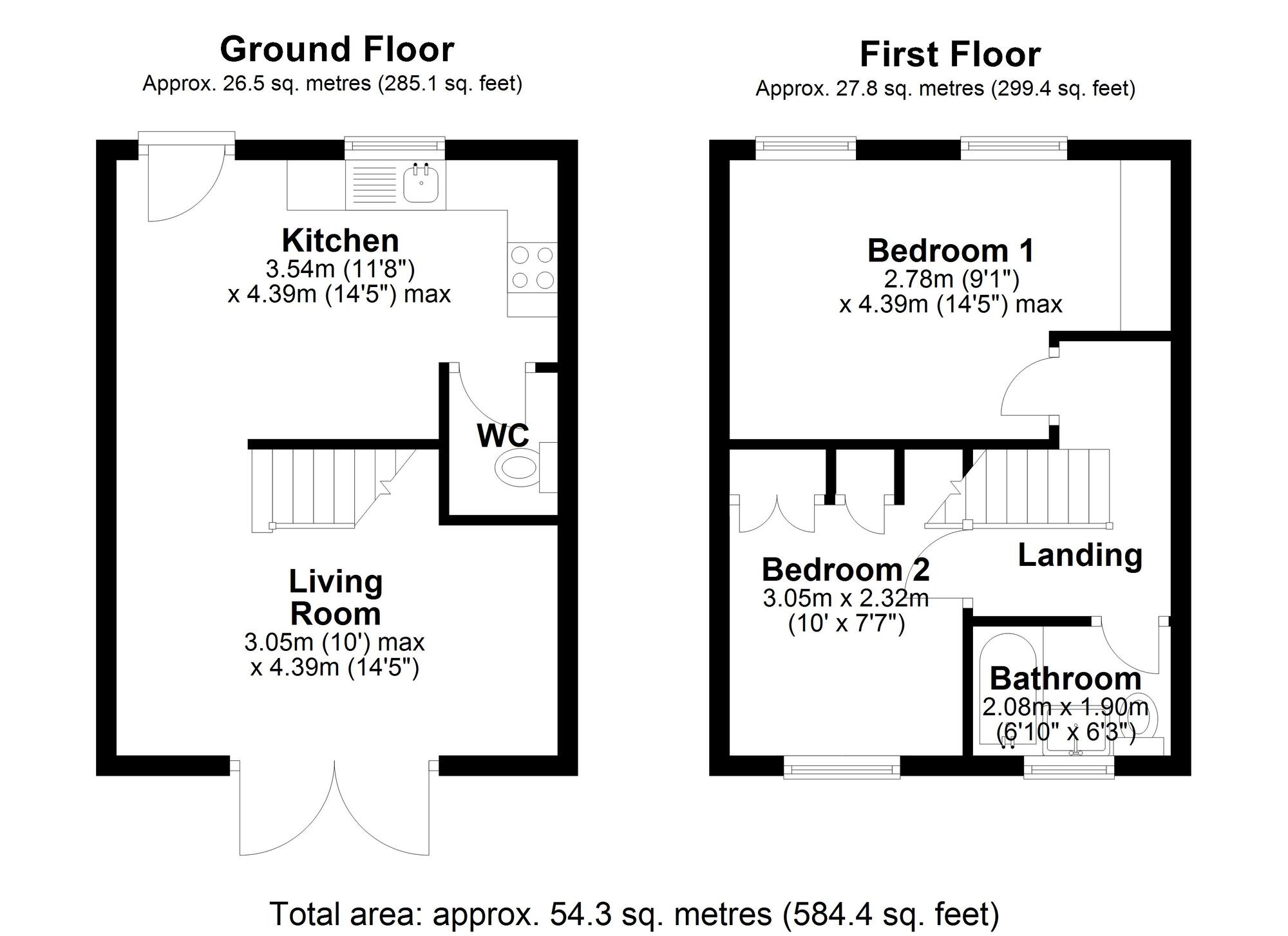 Floorplan of 2 bedroom Semi Detached House for sale, Littlewood Close, Browney, Durham, DH7