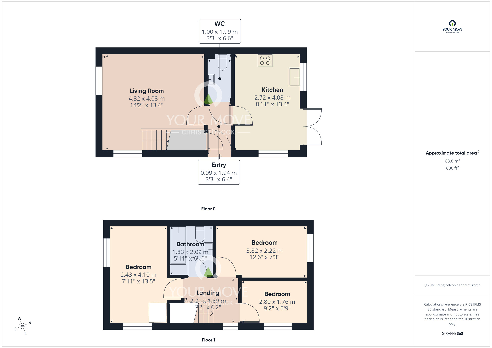 Floorplan of 3 bedroom Semi Detached House for sale, Cuthbert Park, Birtley, Tyne and Wear, DH3