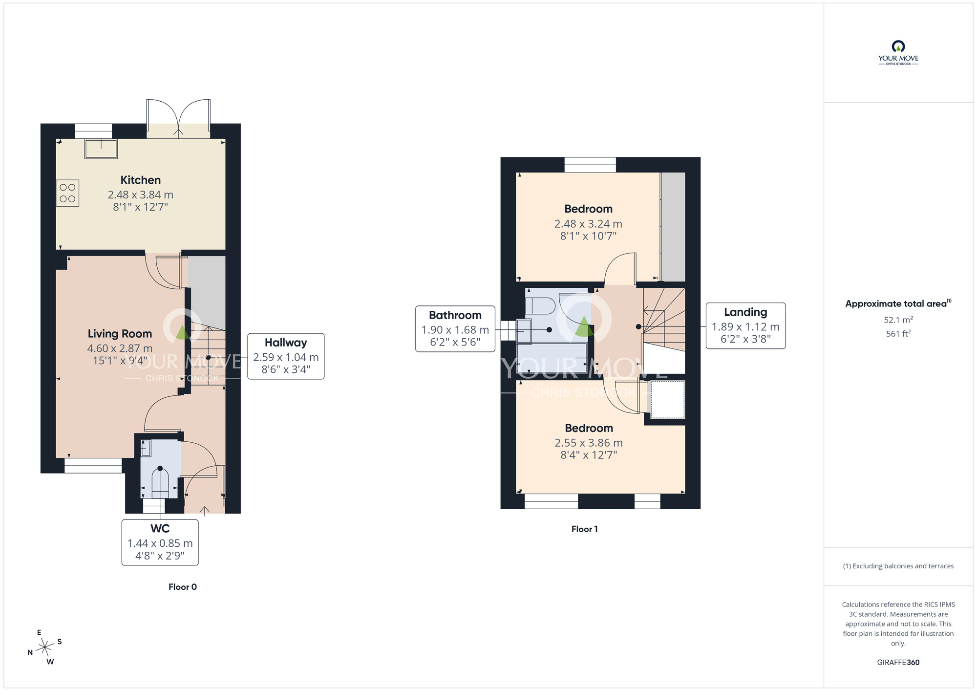 Floorplan of 2 bedroom Semi Detached House for sale, Peat Edge Court, Bowburn, Durham, DH6