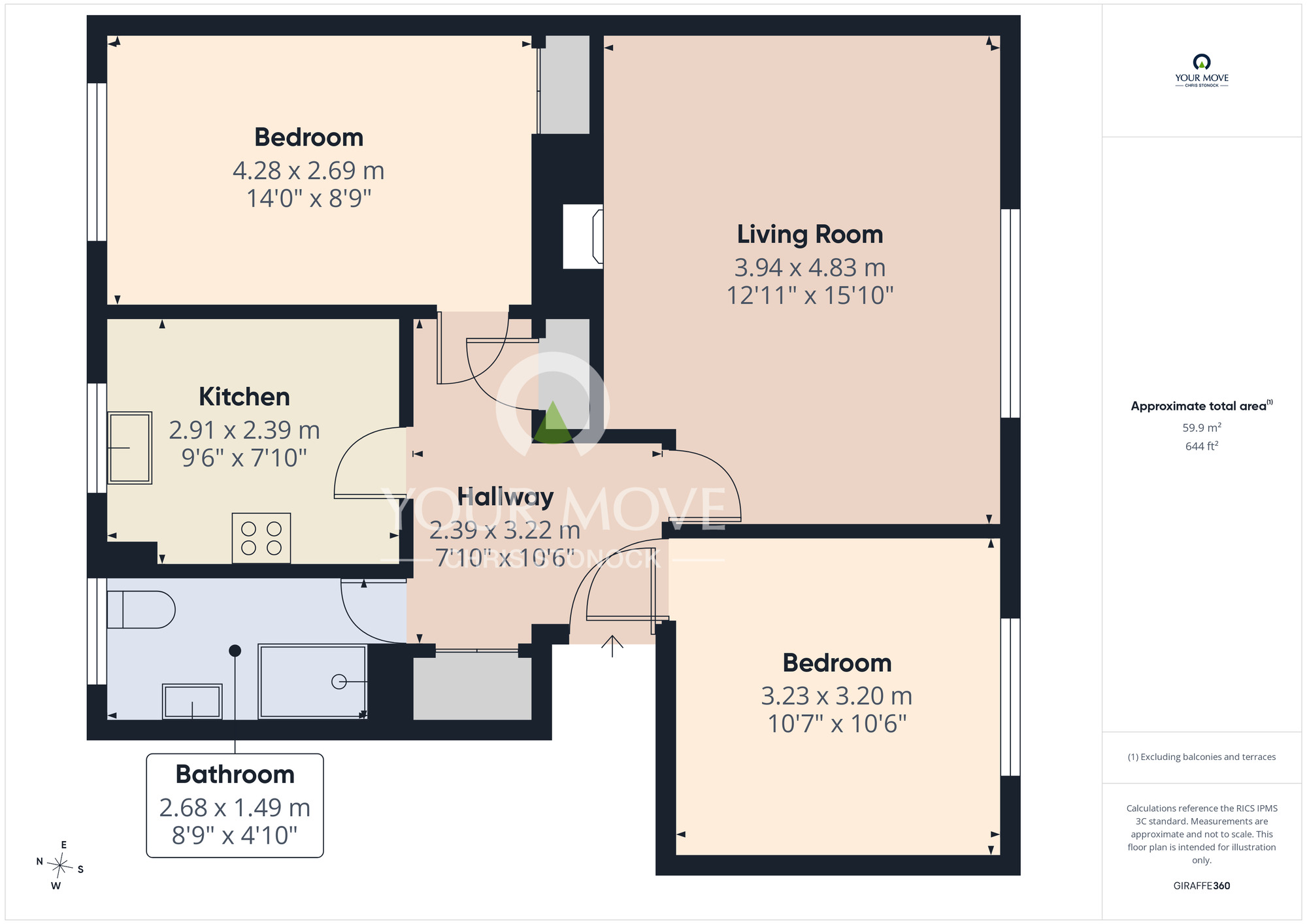 Floorplan of 2 bedroom Flat for sale, The Chains, Durham, DH1