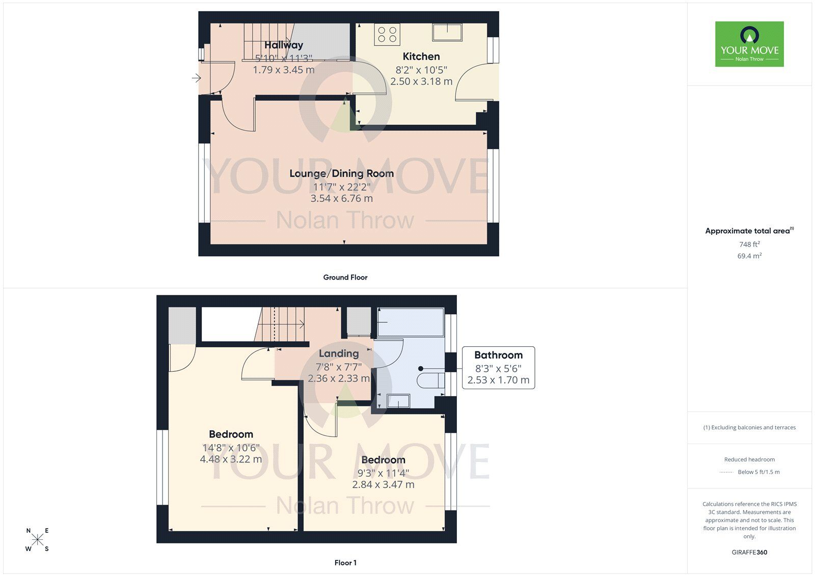 Floorplan of 2 bedroom House to rent, Porlock Close, Northampton, NN5