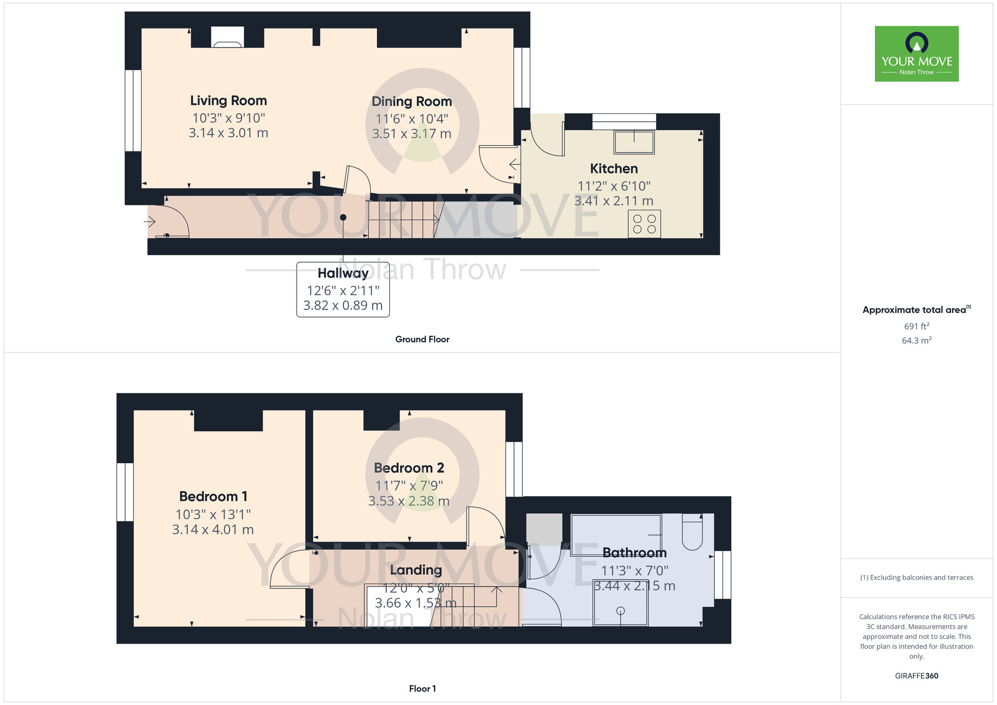 Floorplan of 2 bedroom Mid Terrace House to rent, St. James Park Road, St James, Northamptonshire, NN5
