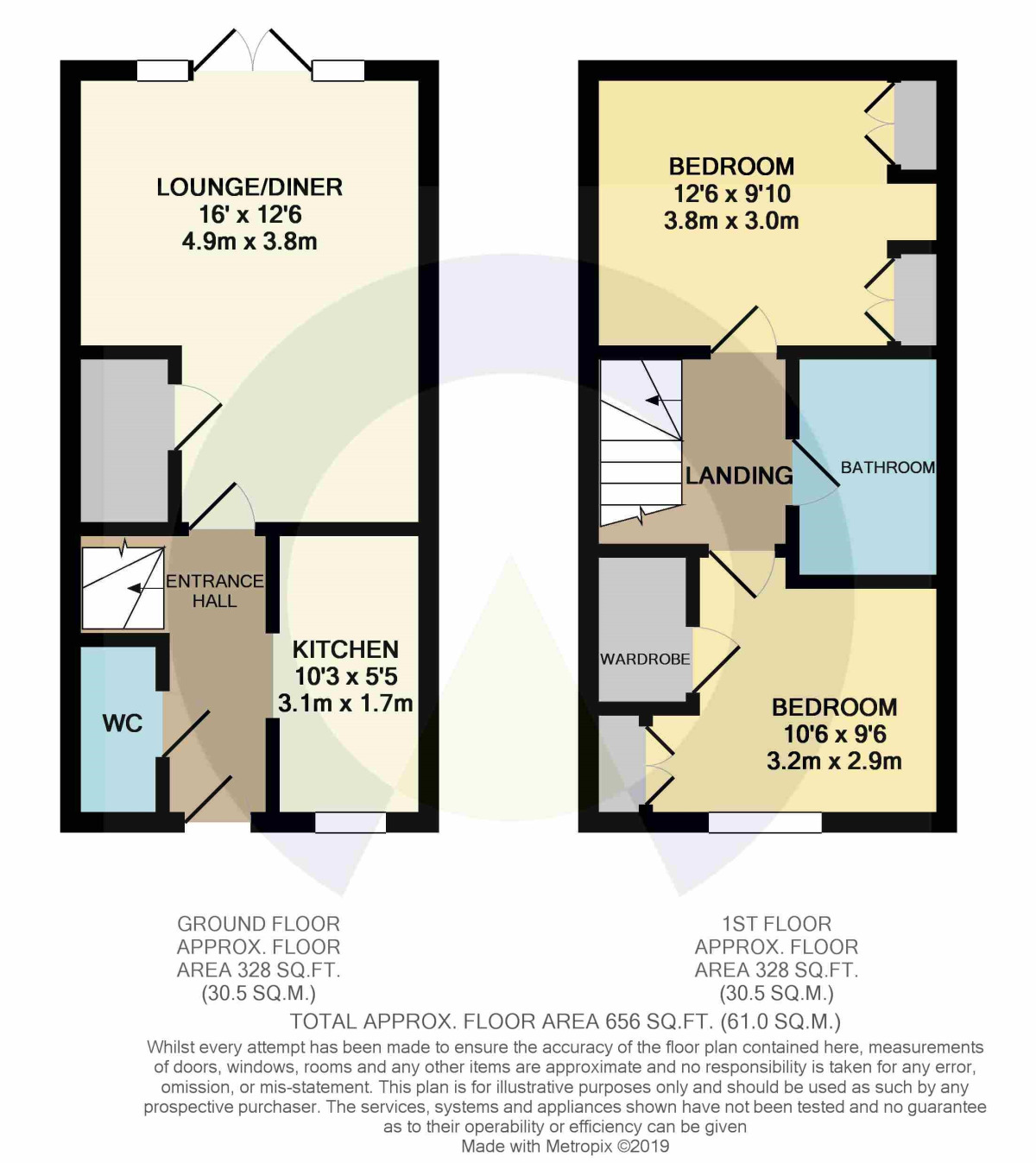 Floorplan of 2 bedroom Mid Terrace House to rent, Einstein Crescent, Duston, Northampton, NN5