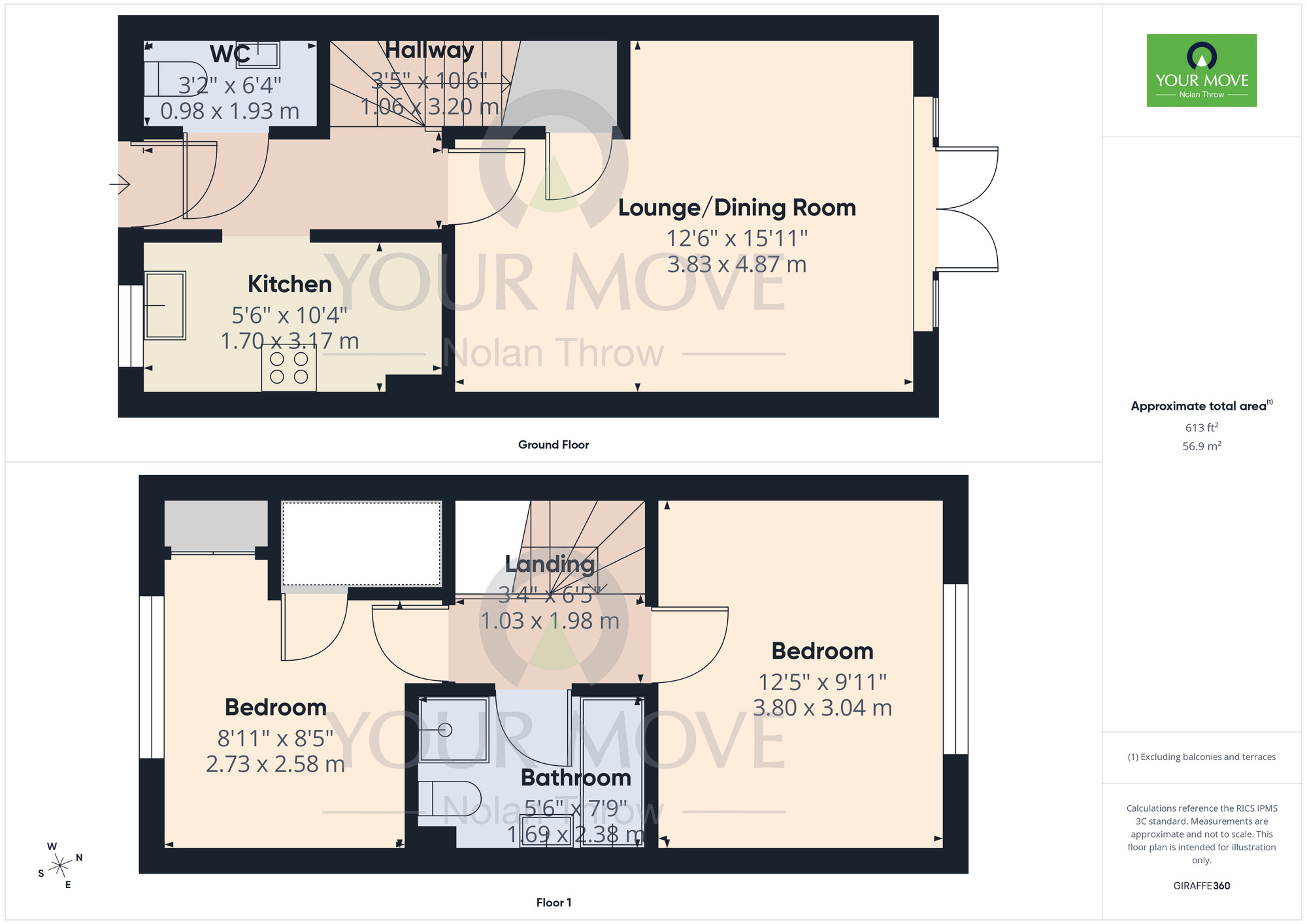 Floorplan of 2 bedroom Mid Terrace House to rent, Einstein Crescent, Duston, Northampton, NN5