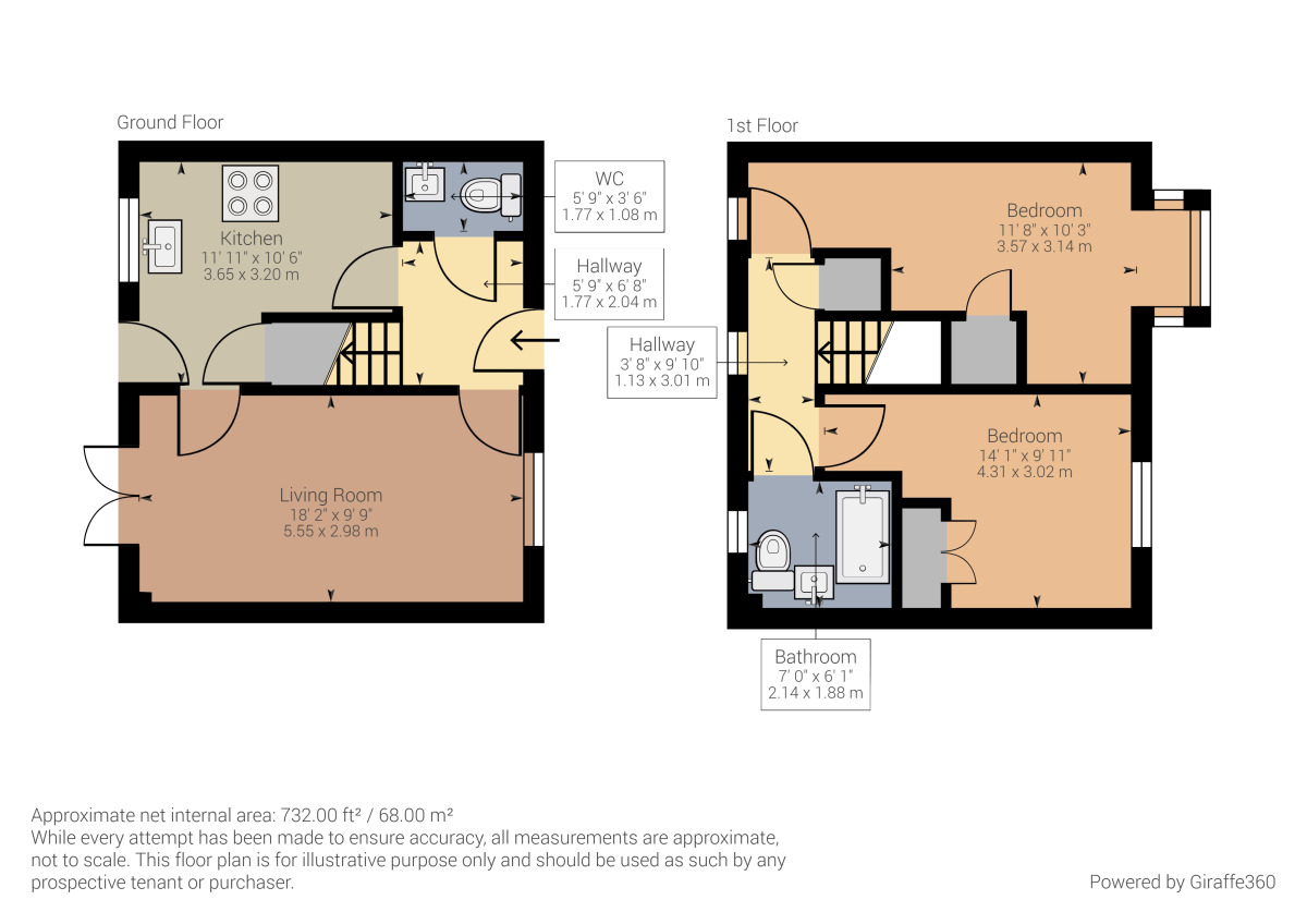 Floorplan of 2 bedroom End Terrace House to rent, Ashby Wood Drive, Upton, Northampton, NN5
