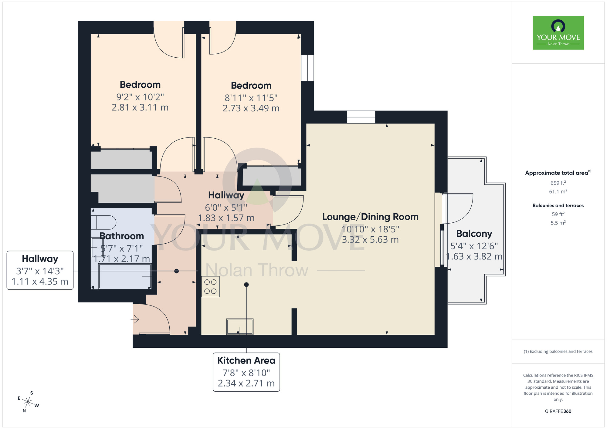 Floorplan of 2 bedroom Flat to rent, Town Corner, Northampton, NN5