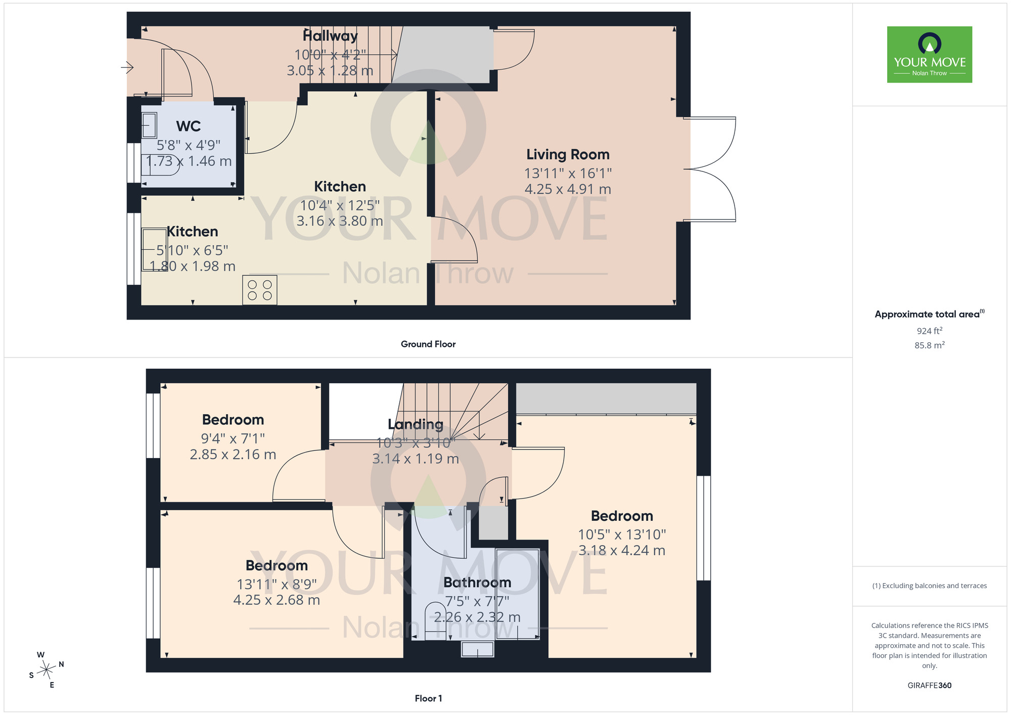 Floorplan of 3 bedroom Mid Terrace House for sale, Saxon Lane, Upton, Northampton, NN5