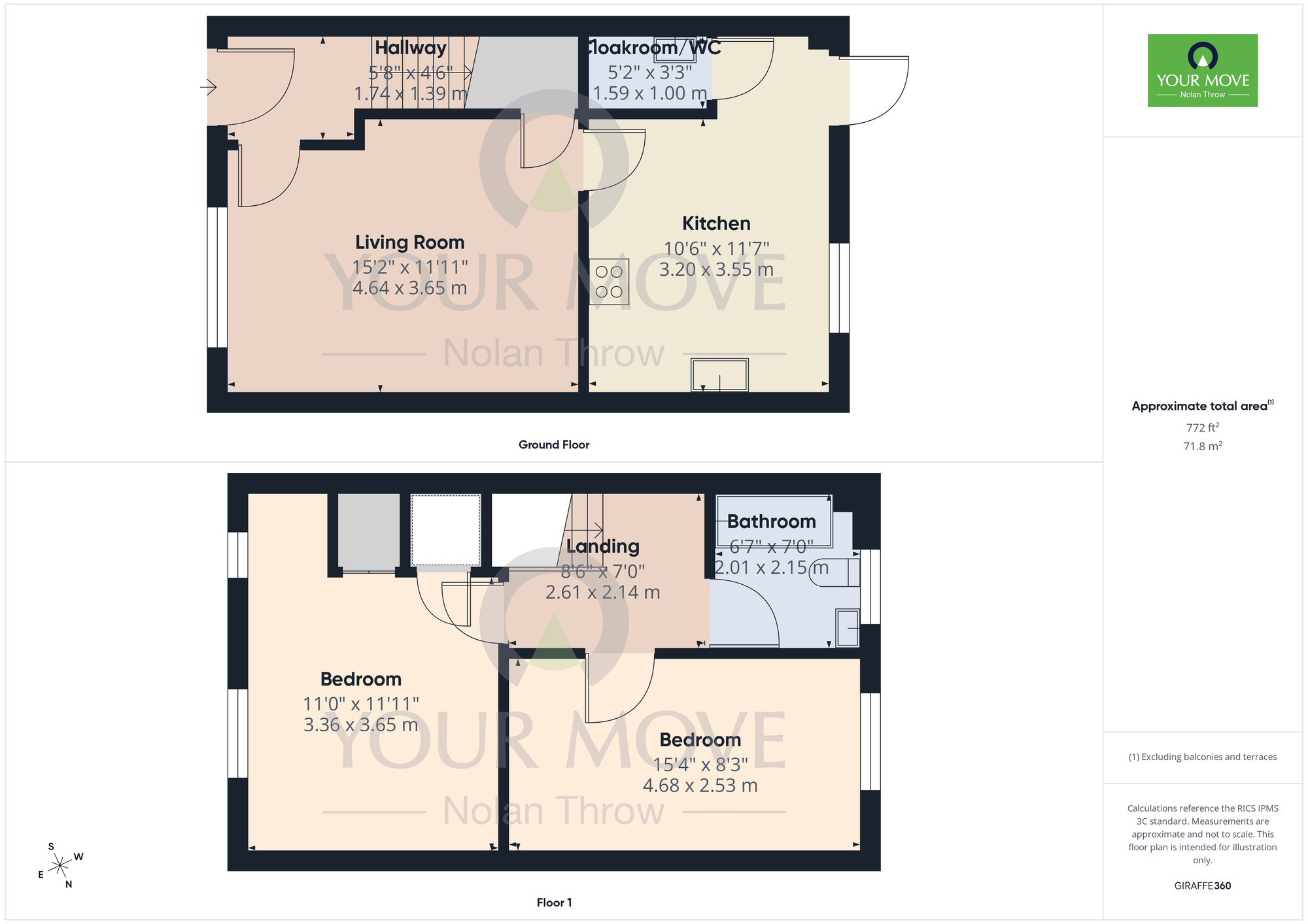 Floorplan of 2 bedroom Semi Detached House for sale, Einstein Crescent, Duston, Northamptonshire, NN5