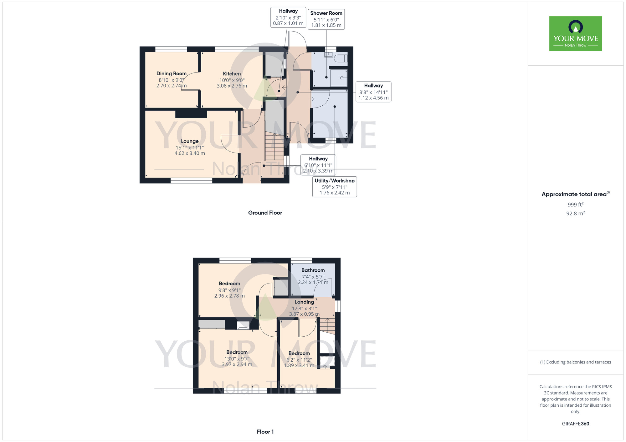 Floorplan of 3 bedroom Semi Detached House to rent, Welland Way, Northampton, Northamptonshire, NN5