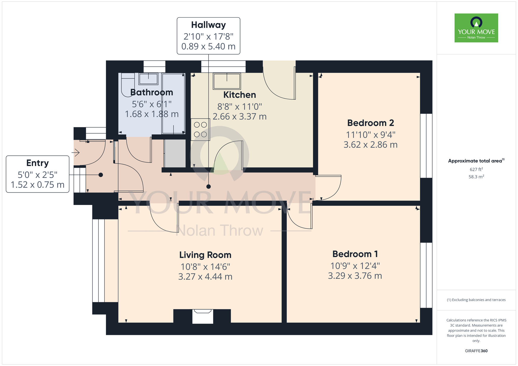 Floorplan of 2 bedroom Semi Detached Bungalow for sale, Clipston Way, Duston, Northamptonshire, NN5