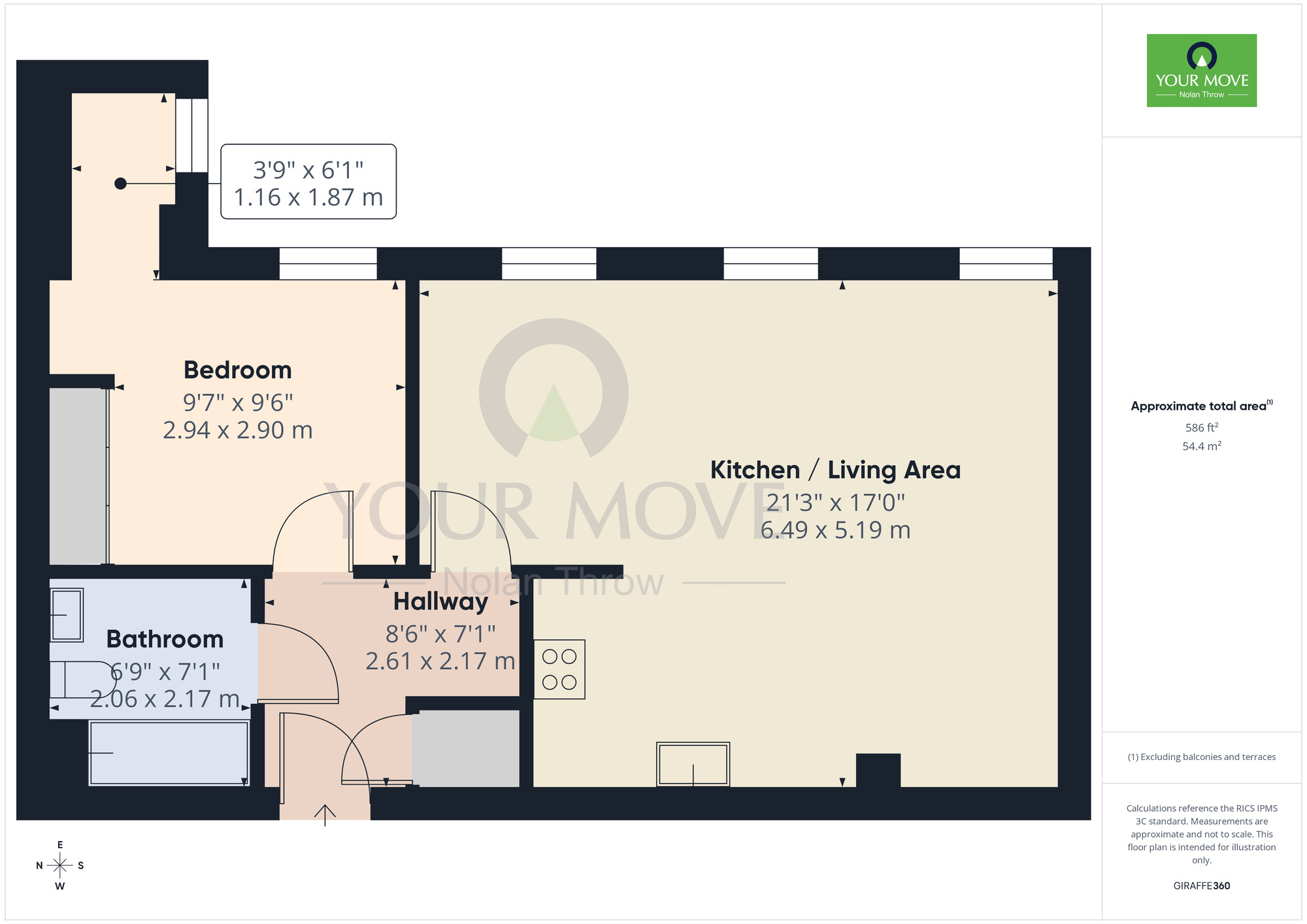 Floorplan of 1 bedroom Flat for sale, South Meadow Road, St Crispins, Northamptonshire, NN5