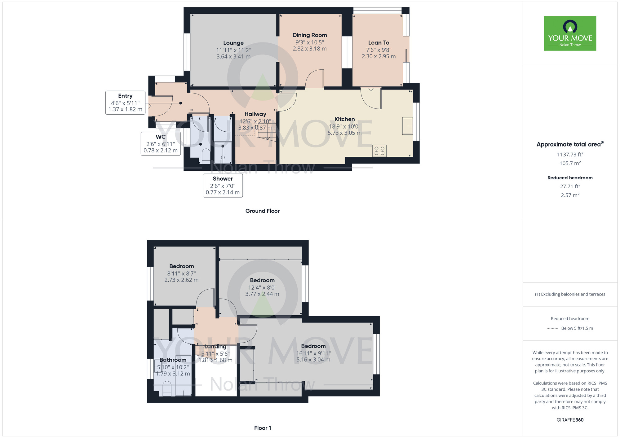 Floorplan of 3 bedroom Mid Terrace House for sale, Tresham Green, Ryehill, Northampton, NN5