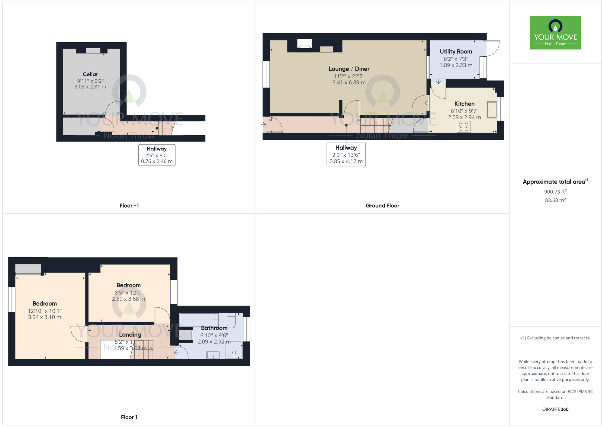 Floorplan of 2 bedroom Mid Terrace House for sale, Harlestone Road, Duston, Northampton, Northamptonshire, NN5