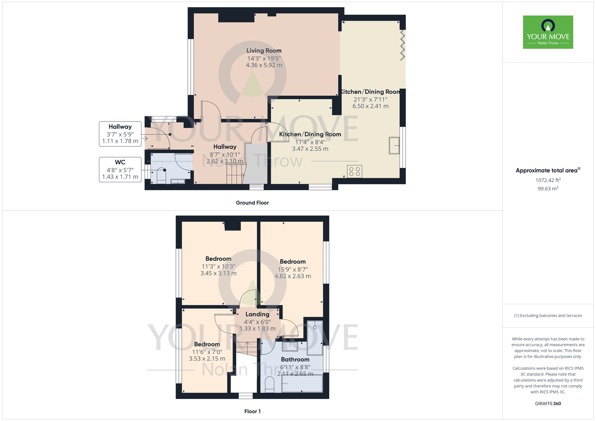 Floorplan of 3 bedroom Semi Detached House for sale, Harlestone Road, Duston, Northamptonshire, NN5