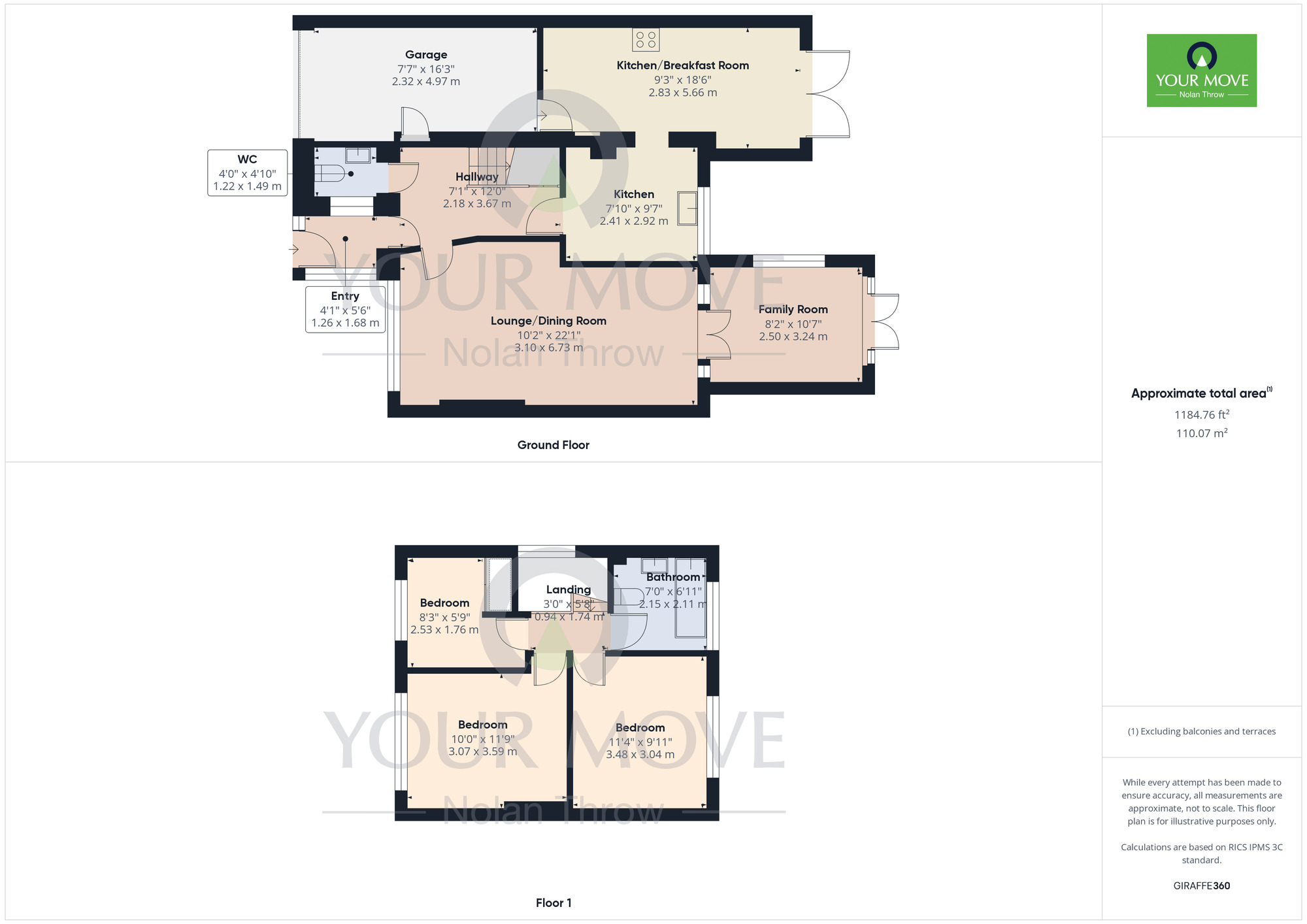 Floorplan of 3 bedroom Detached House for sale, Elmwood Walk, Duston, Northamptonshire, NN5