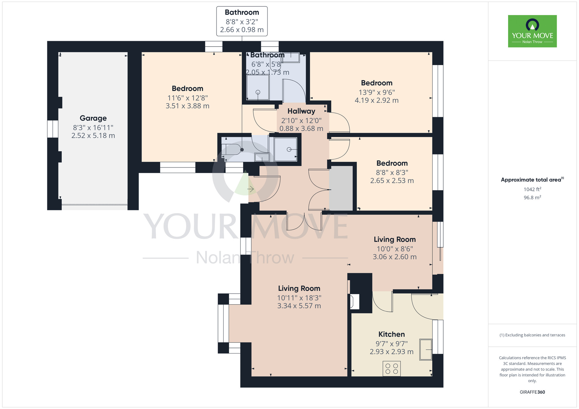 Floorplan of 3 bedroom Detached Bungalow for sale, Enfield Close, Duston, Northamptonshire, NN5