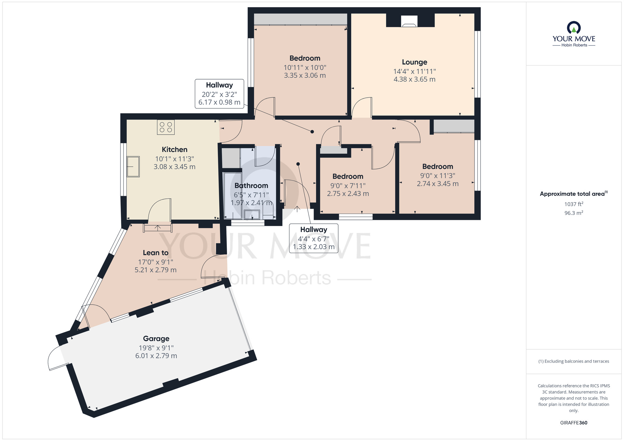 Floorplan of 3 bedroom Semi Detached Bungalow for sale, Woodland Close, Duston, Northamptonshire, NN5