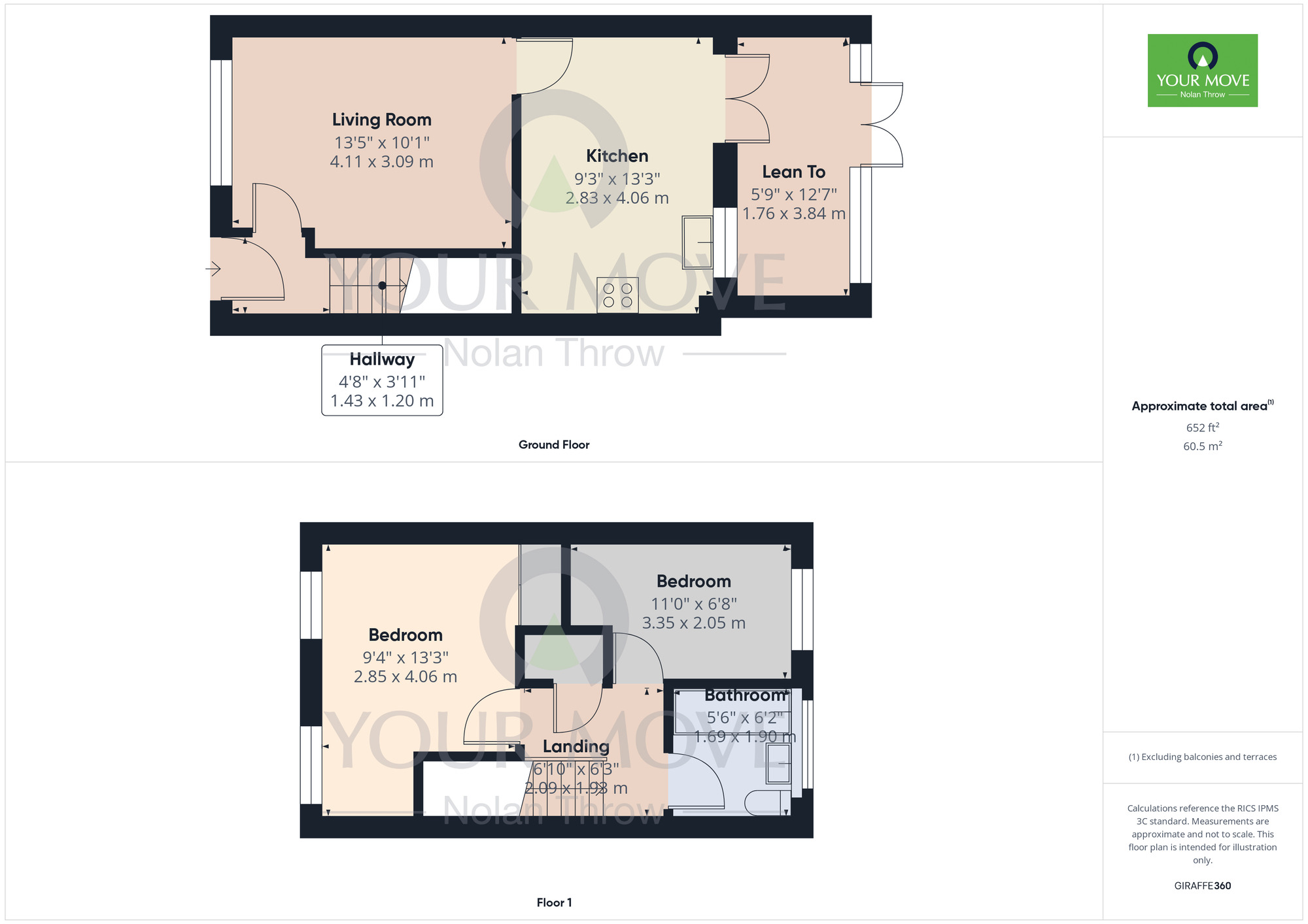 Floorplan of 2 bedroom Mid Terrace House to rent, Chepstow Close, Northampton, Northamptonshire, NN5