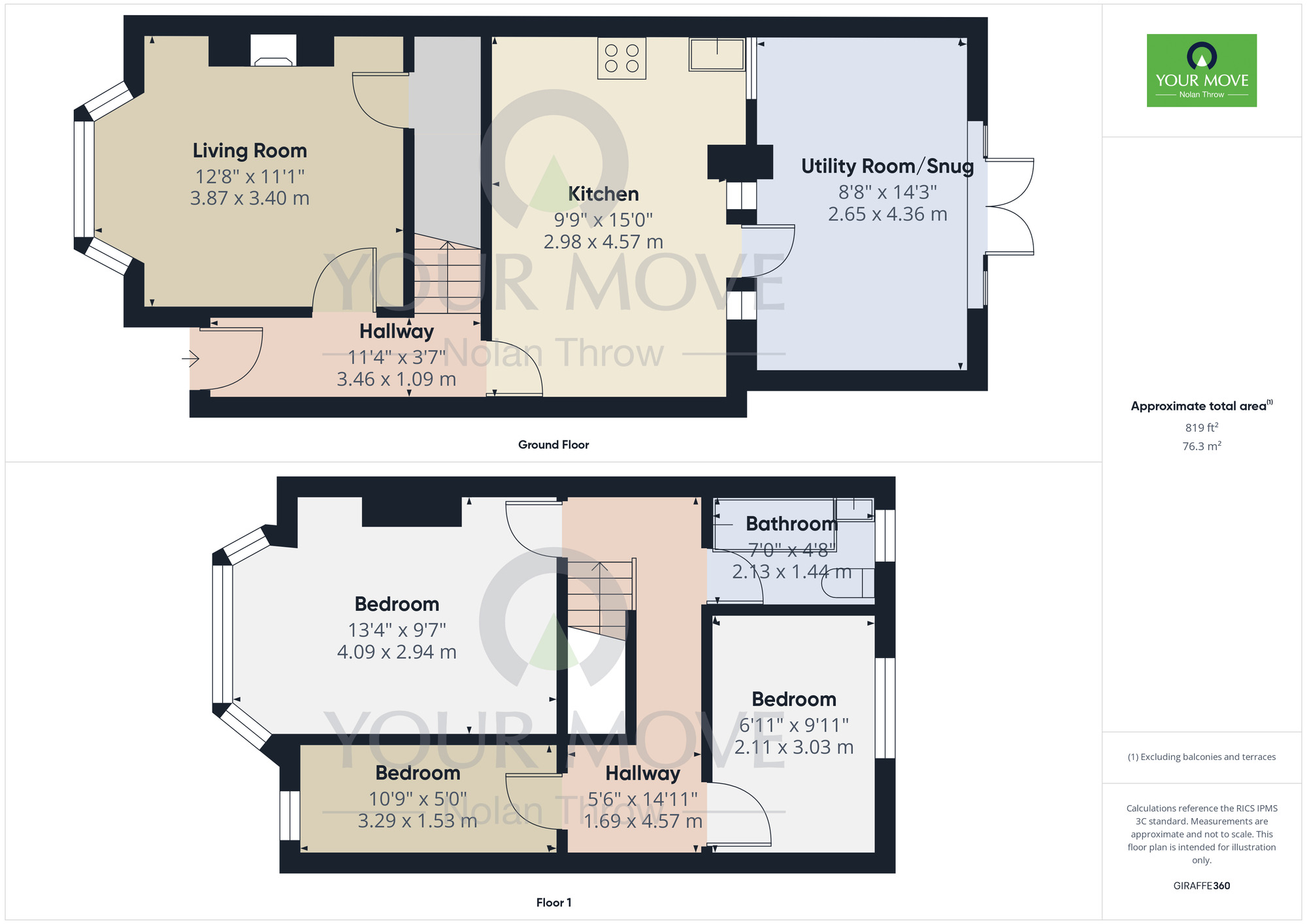 Floorplan of 3 bedroom Mid Terrace House to rent, Murray Avenue, Northampton, Northamptonshire, NN2
