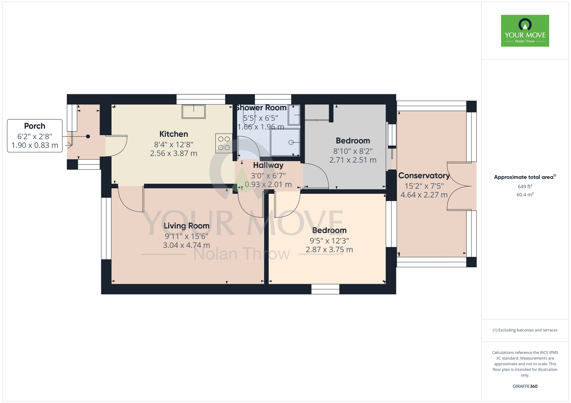 Floorplan of 2 bedroom Detached Bungalow for sale, Brockwood Close, Duston, Northamptonshire, NN5
