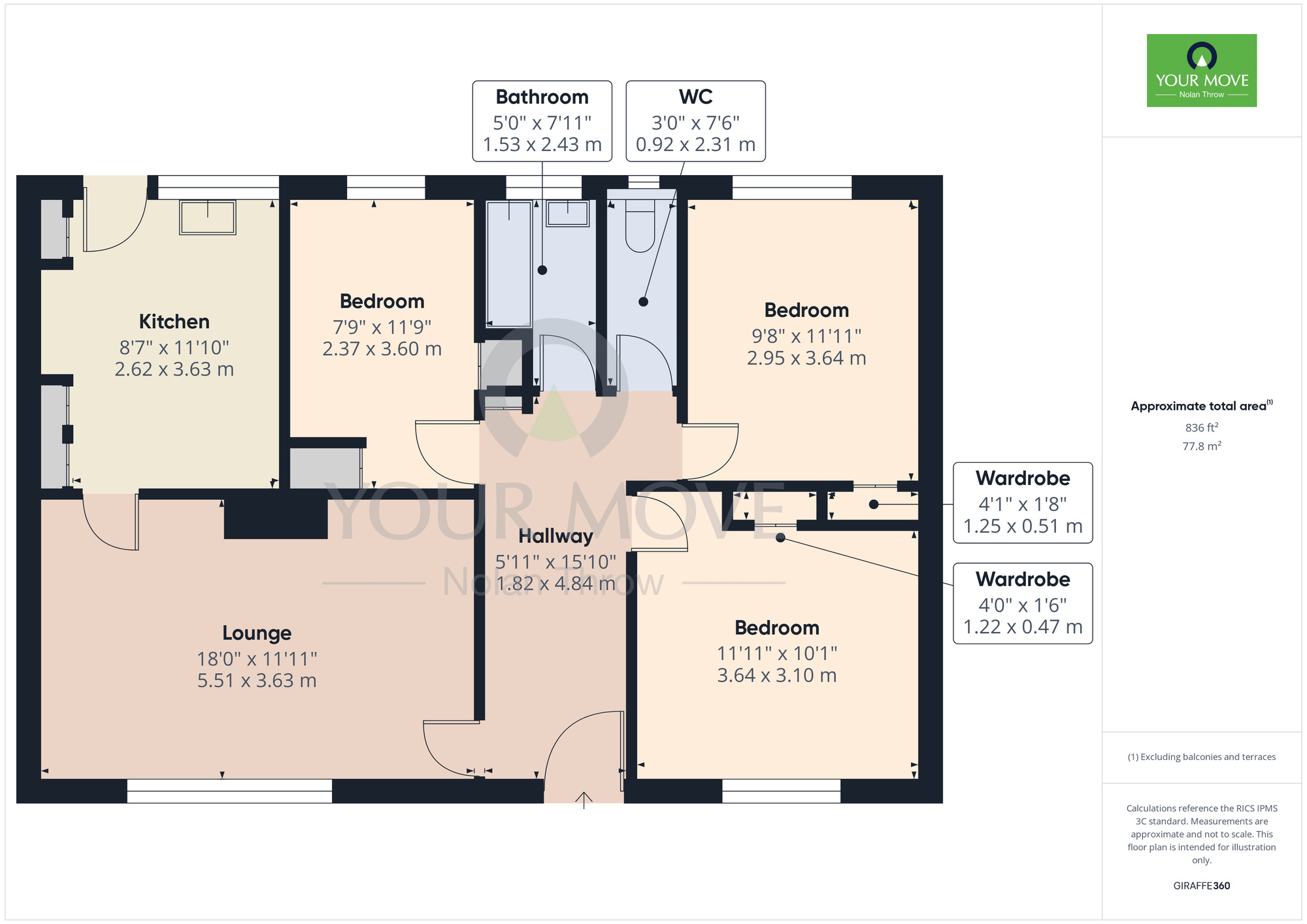 Floorplan of 3 bedroom Semi Detached Bungalow for sale, Dulce Road, Duston, Northamptonshire, NN5