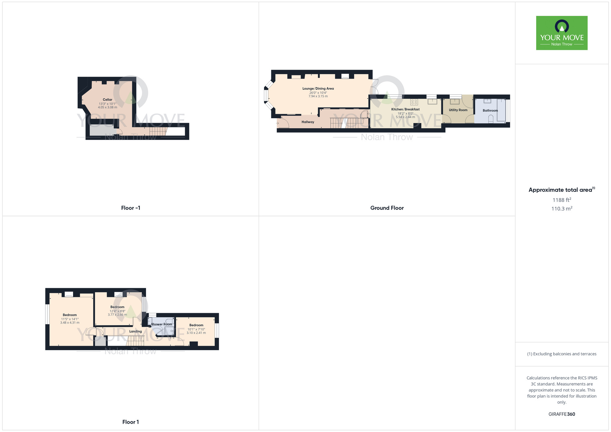 Floorplan of 3 bedroom Mid Terrace House for sale, Burns Street, The Mounts, Northampton, NN1