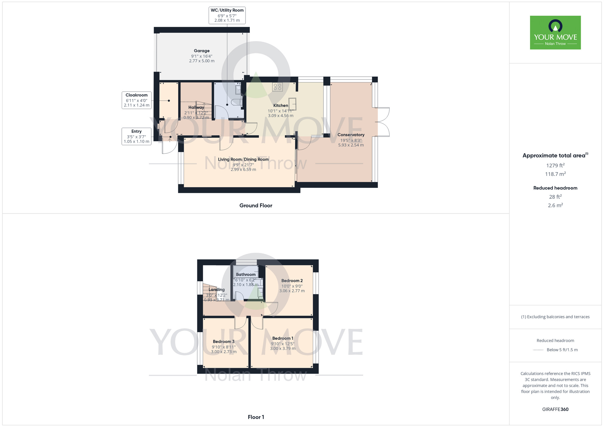 Floorplan of 3 bedroom Link Detached House for sale, Hopping Hill Gardens, Duston, Northamptonshire, NN5