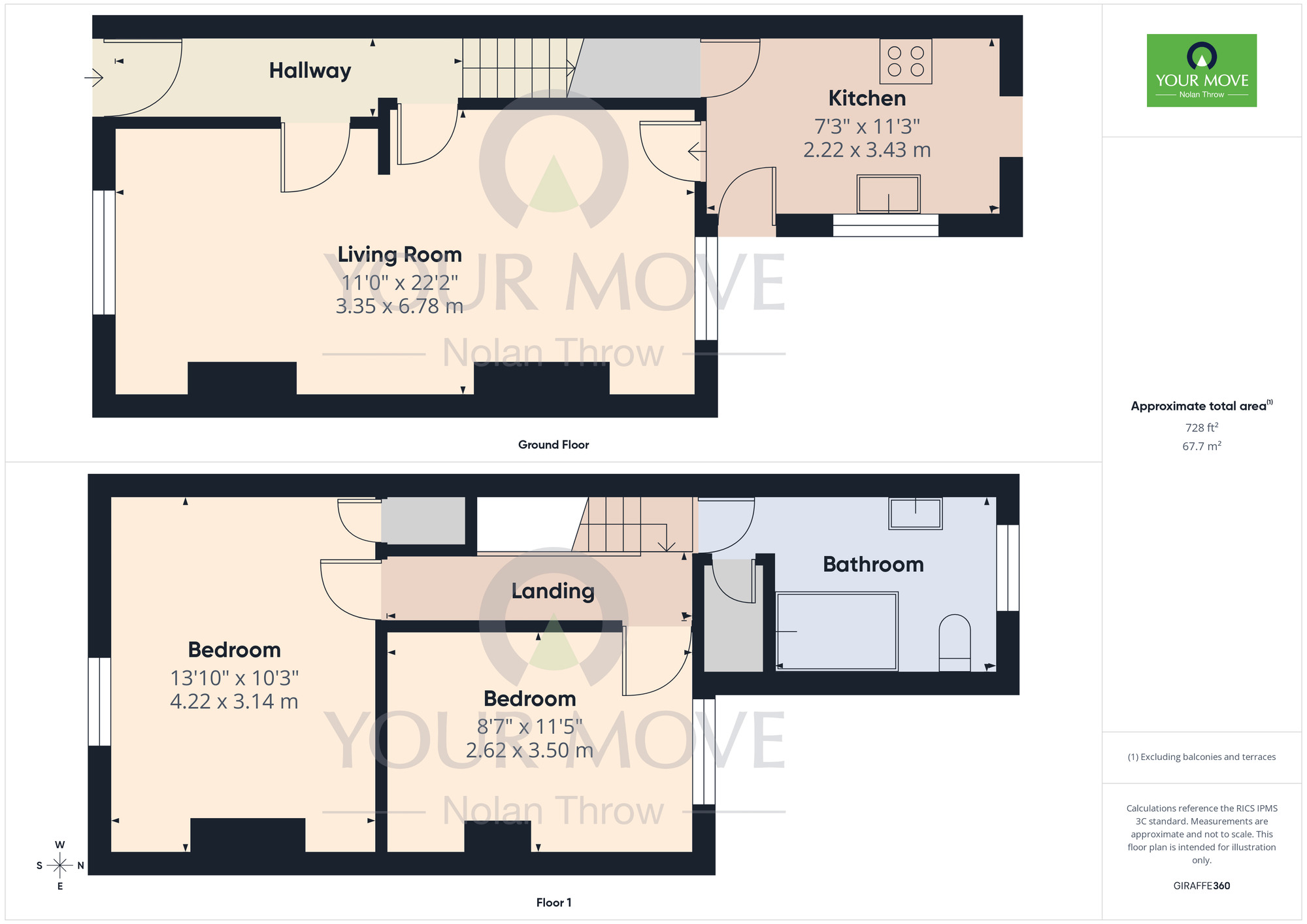 Floorplan of 2 bedroom Mid Terrace House for sale, Poole Street, The Mounts, Northampton, NN1