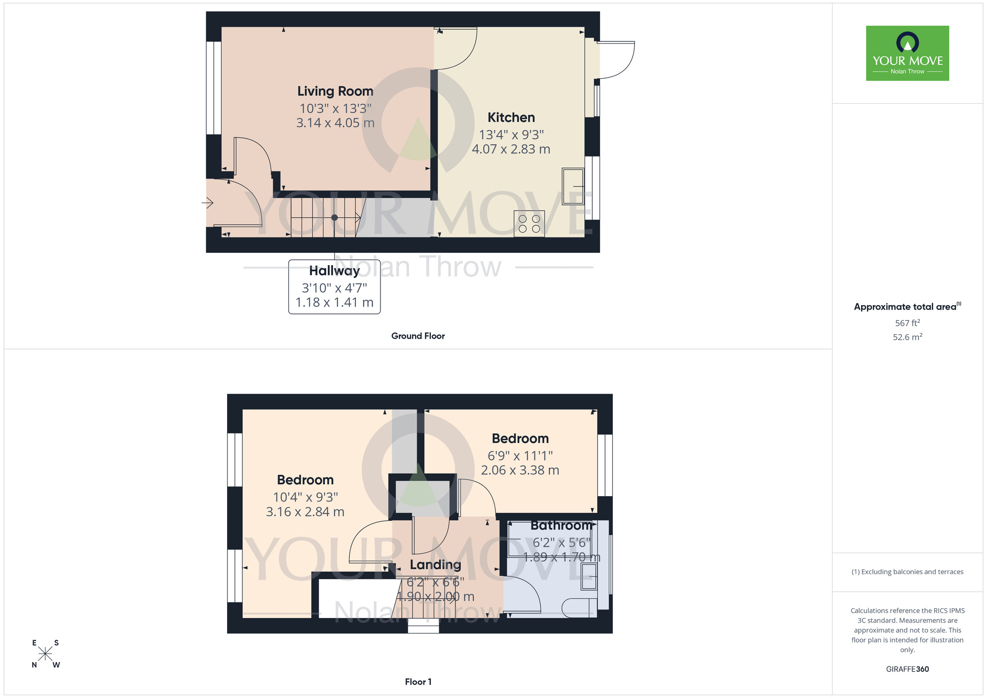 Floorplan of 2 bedroom Semi Detached House for sale, Fleetwind Drive, East Hunsbury, Northampton, West Northamptonshire, NN4