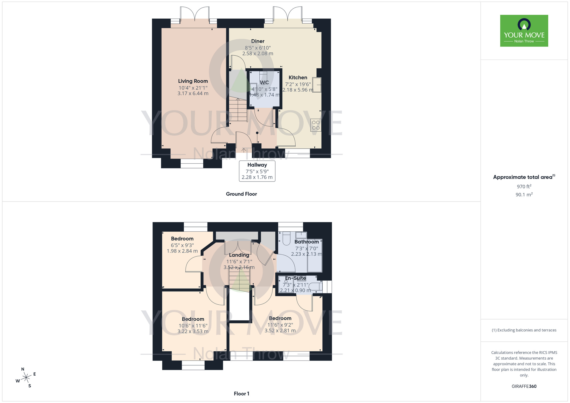 Floorplan of 3 bedroom Link Detached House for sale, Timken Close, Duston, Northamptonshire, NN5