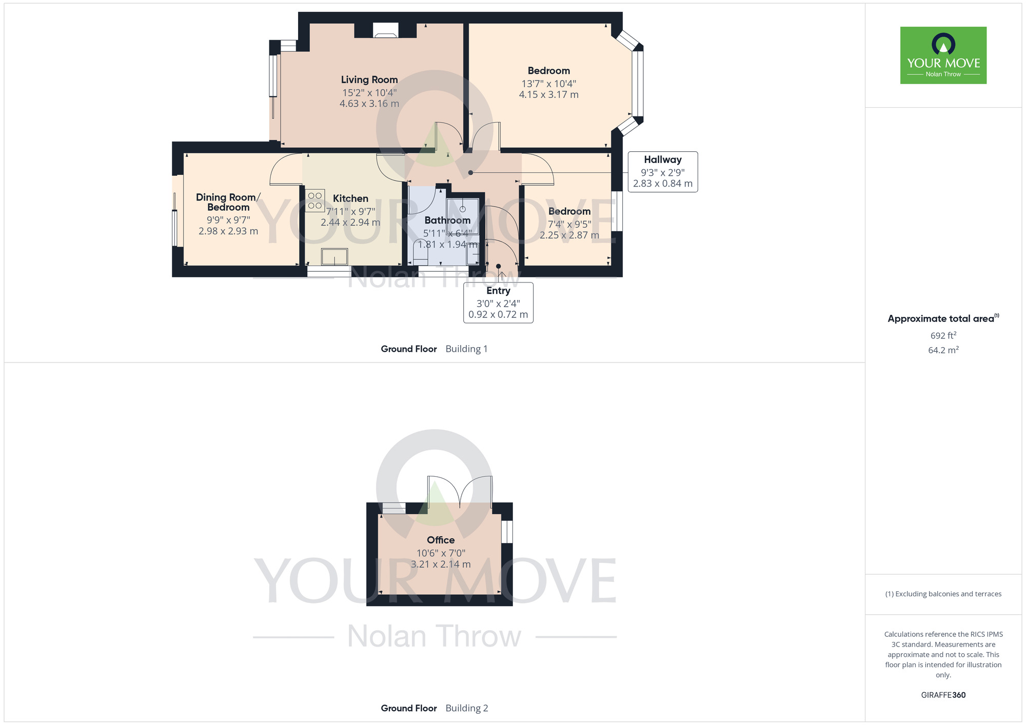 Floorplan of 2 bedroom Semi Detached Bungalow for sale, Southfield Road, Duston, Northamptonshire, NN5