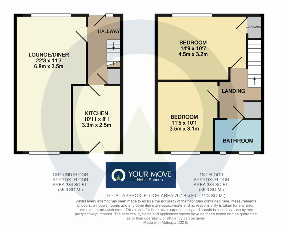 Floorplan of 2 bedroom End Terrace House for sale, Porlock Close, Duston, Northamptonshire, NN5