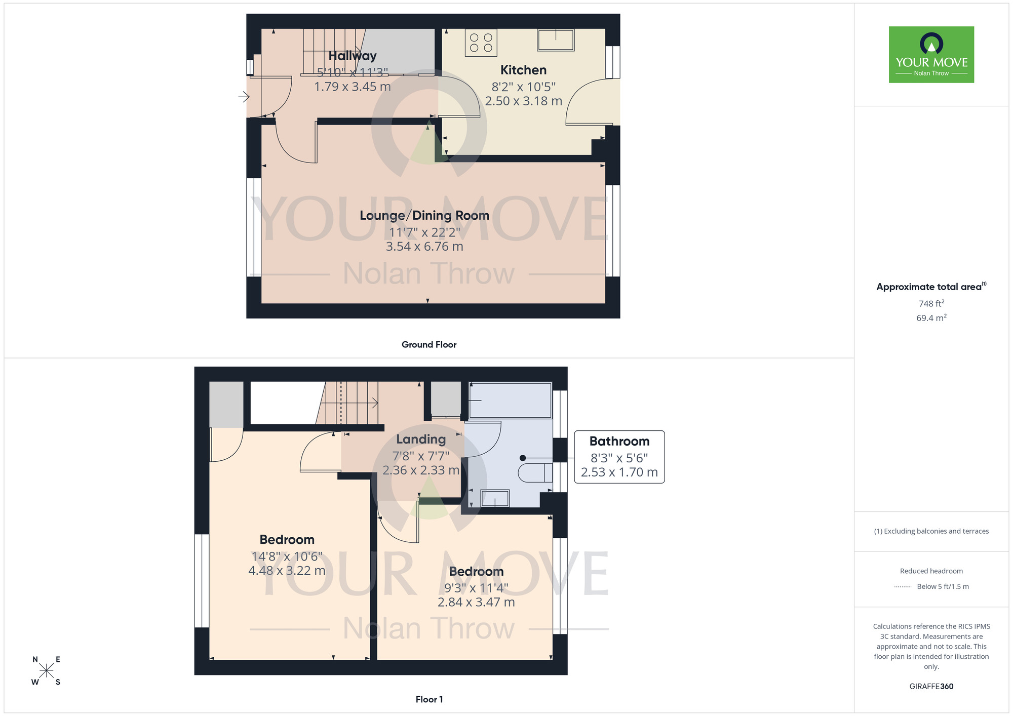 Floorplan of 2 bedroom End Terrace House for sale, Porlock Close, Duston, Northamptonshire, NN5