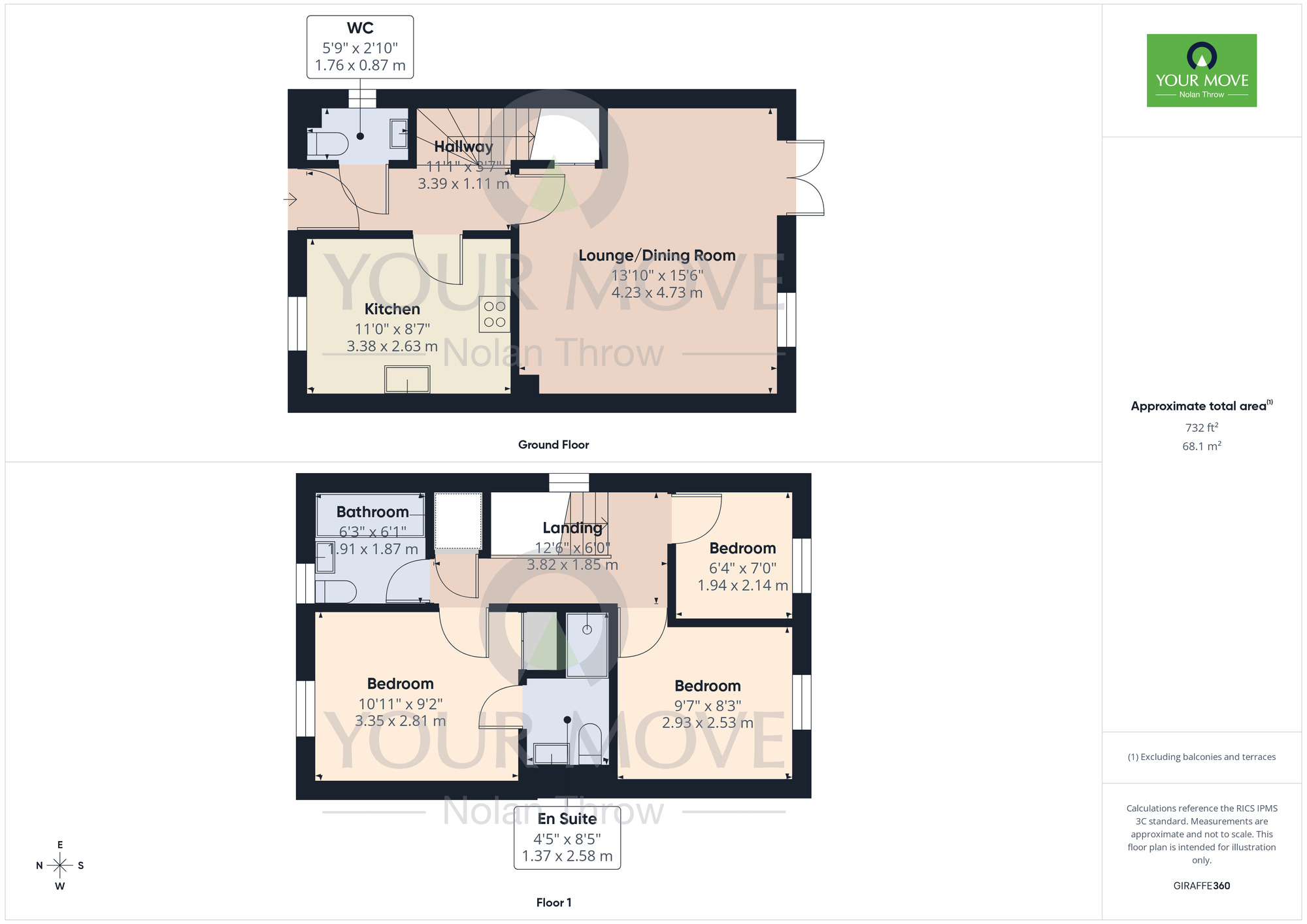Floorplan of 3 bedroom End Terrace House for sale, South Meadow Road, Northampton, Northamptonshire, NN5
