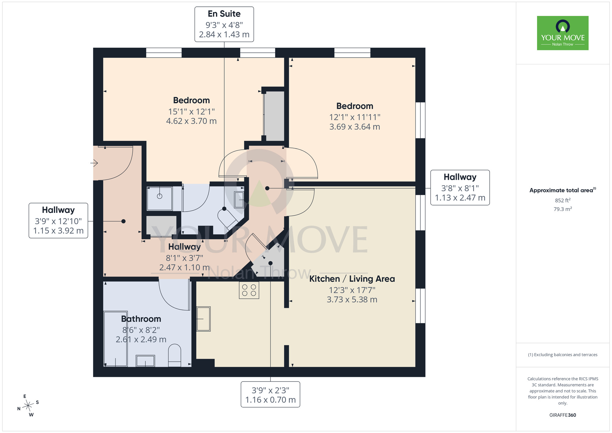 Floorplan of 2 bedroom Flat for sale, Black Cat Street, Upton, Northamptonshire, NN5